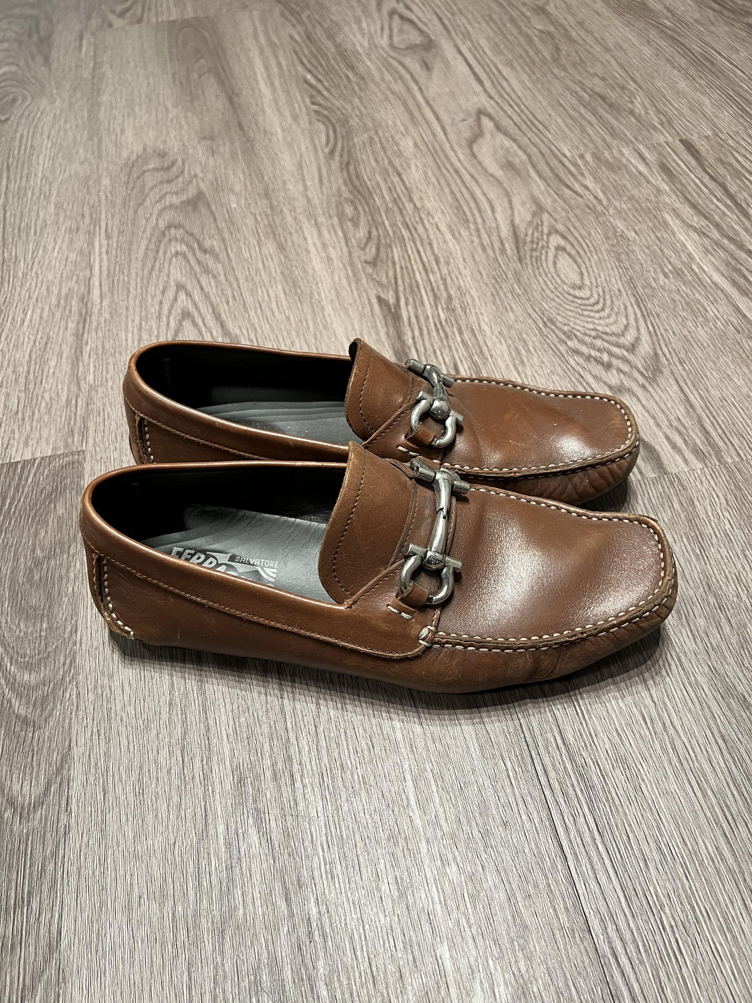 Salvatore Ferragamo Ferragamo Drivers w/ Gancini Ornament (Light Brown Leather) Size US 6.5 / EU 39-40 - 2 Thumbnail