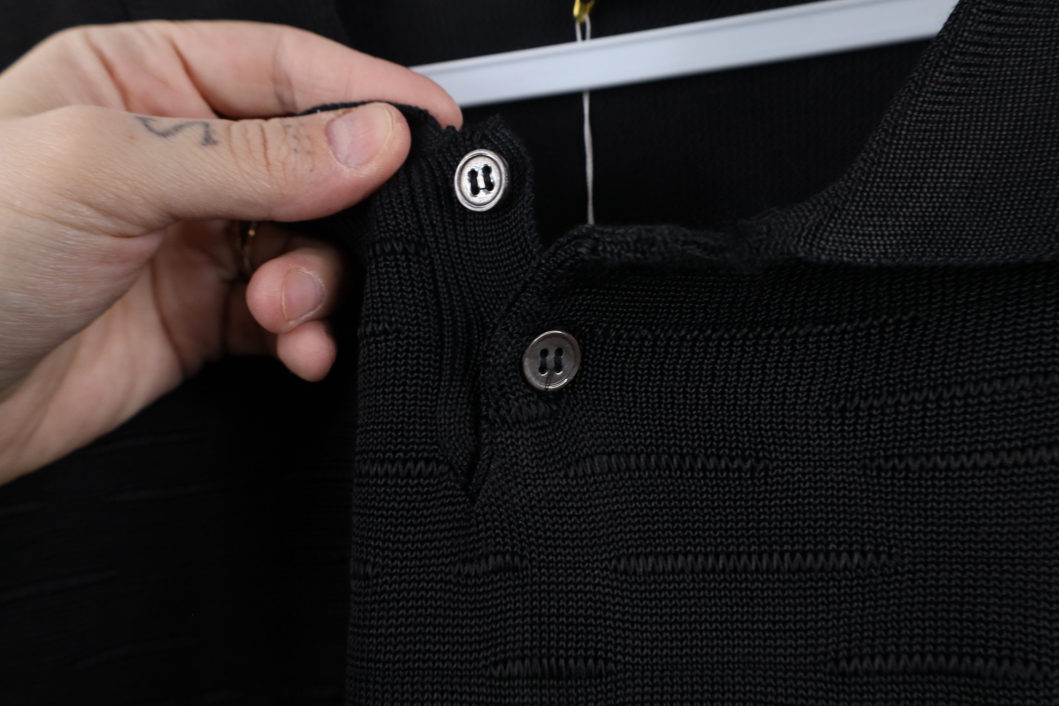 Vintage Deadstock Vintage 90s Streetwear Knit Collared Polo Black Size US XXL / EU 58 / 5 - 7 Thumbnail