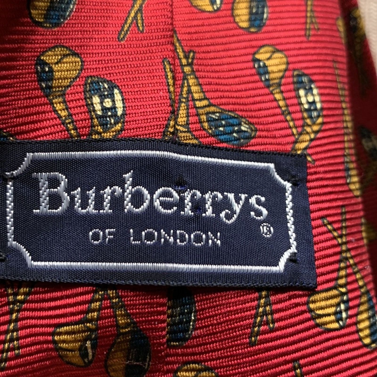 Burberry Burberry's of London red silk twill necktie with golf print Size ONE SIZE - 7 Thumbnail