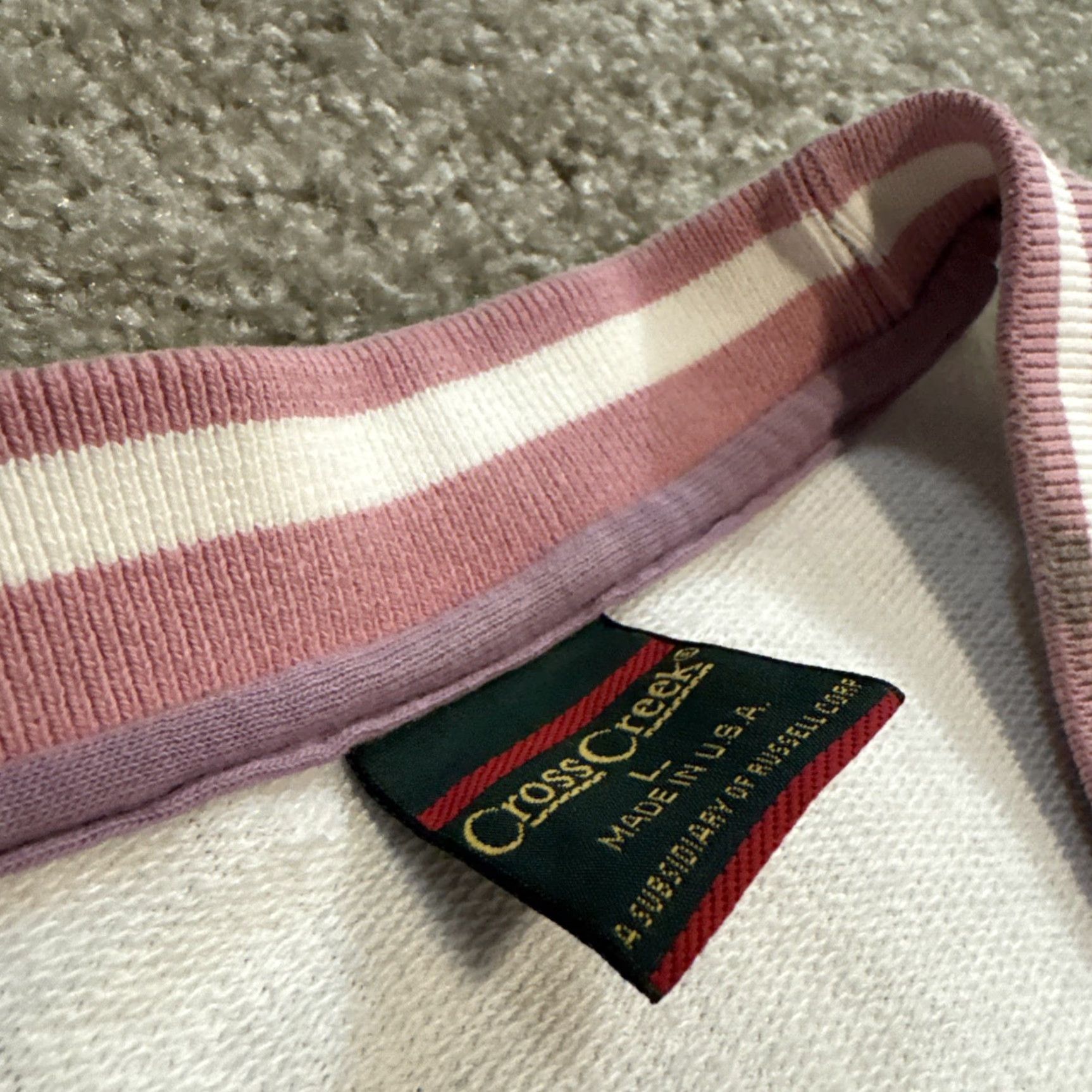 Vintage VTG 90s Cross Creek V-Neck Sweater White Pink Women Large USA Pullover Size L / US 10 / IT 46 - 5 Thumbnail