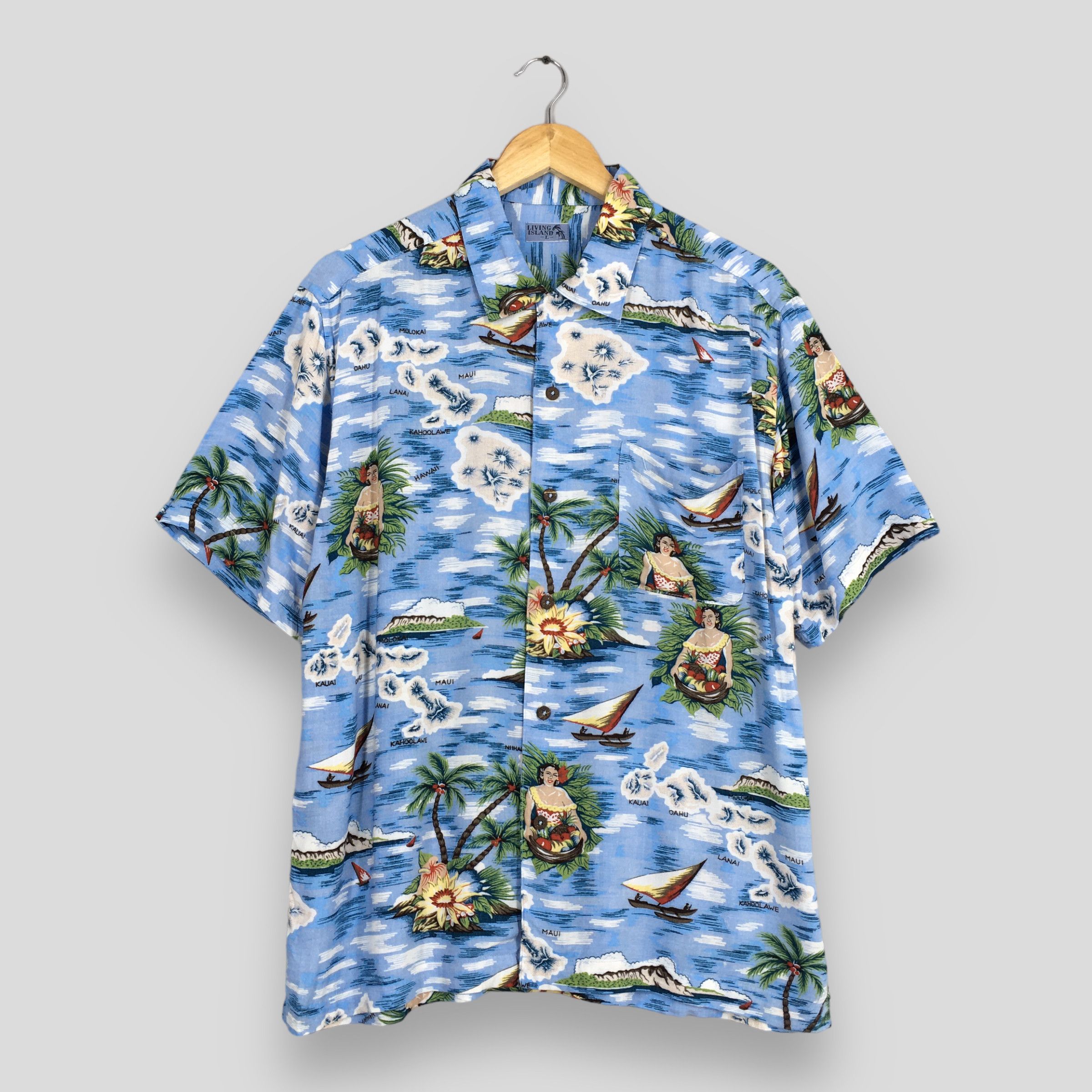 Life's a Beach Vintage Living Island Palm Tree Aloha Shirt Large Size US L / EU 52-54 / 3 - 1 Thumbnail