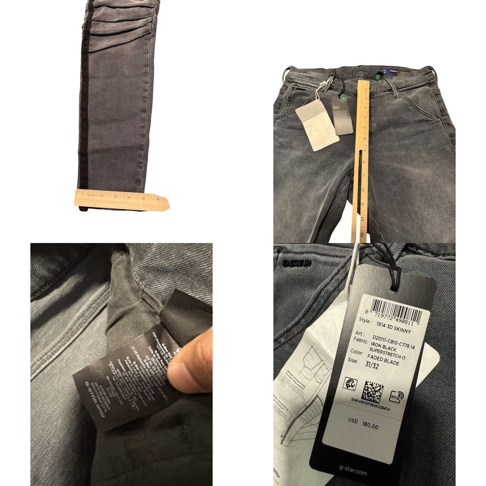 G-Star G-Star Raw Jeans 1914 3D Skinny Denim Moto Women 31x32 Gray NEW Size 24" / US 00 / IT 34 - 9 Thumbnail