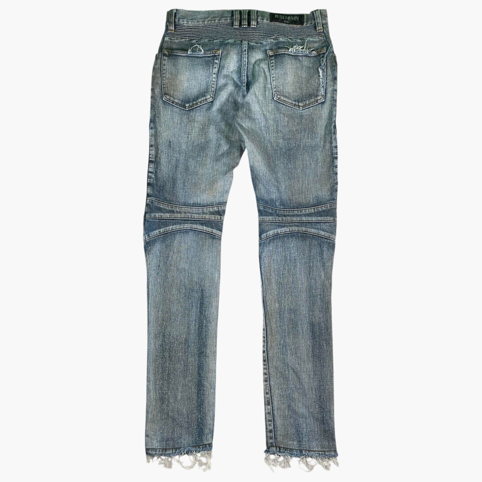 Balmain Balmain Distressed Biker Light Wash Jeans Size US 32 / EU 48 - 2 Thumbnail