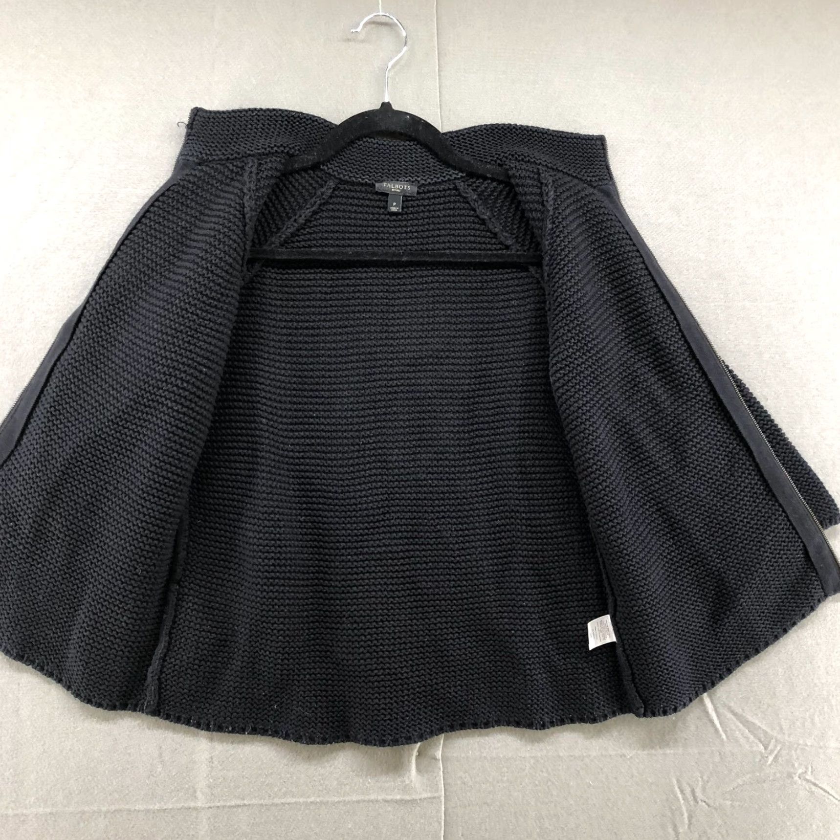 Talbots Talbots Sweater Womens Petites Small Black Cotton Waffle Knit Full Zip Size S / US 4 / IT 40 - 3 Thumbnail