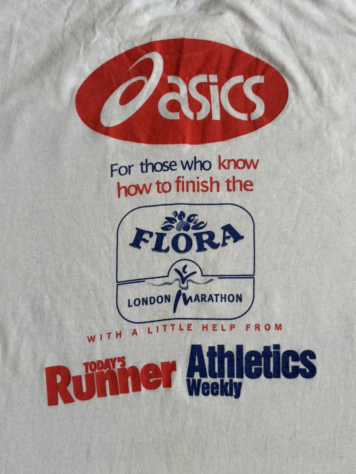 Vintage Rare Vintage 1998 Asics “The Flora London Marathon” T-shirt Size US XL / EU 56 / 4 - 6 Thumbnail