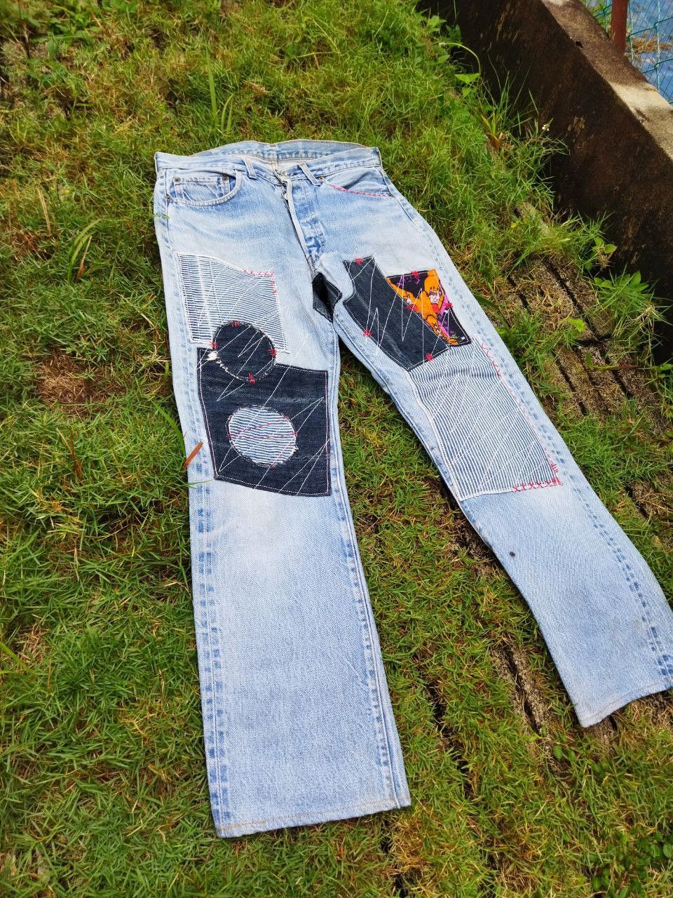 Levi's Vintage Clothing Levis Vintage 501 Redline Custom Boro Patchwork Jeans Size US 34 / EU 50 - 3 Thumbnail