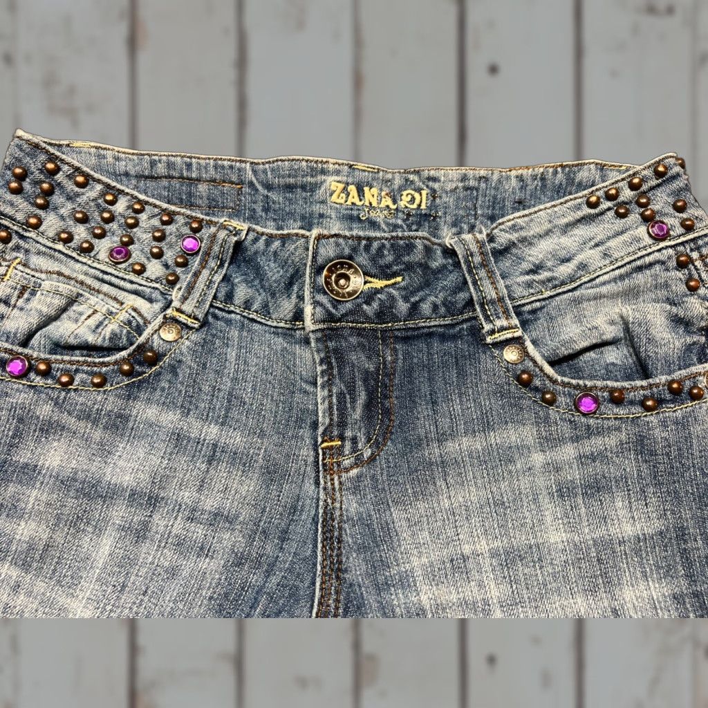 Vintage VINTAGE Zana Di Women’s 28x32 High Rise Flare Leg Jeans Embroidered 90s Y2K Denim Blue Juniors Size 27" / US 4 / IT 40 - 1 Thumbnail