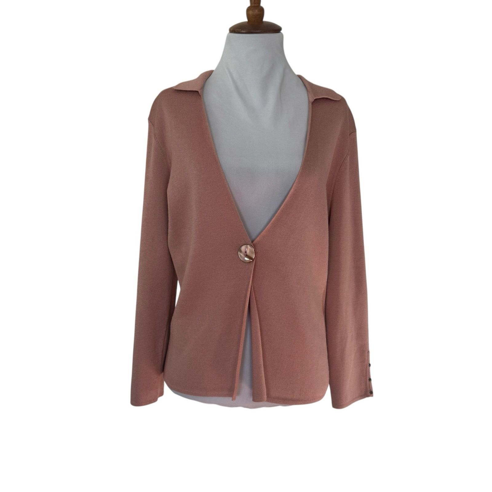 Anne Klein Vintage 90s Blush Pink Anne Klein Cardigan Sweater M Size S / US 4 / IT 40 - 2 Thumbnail