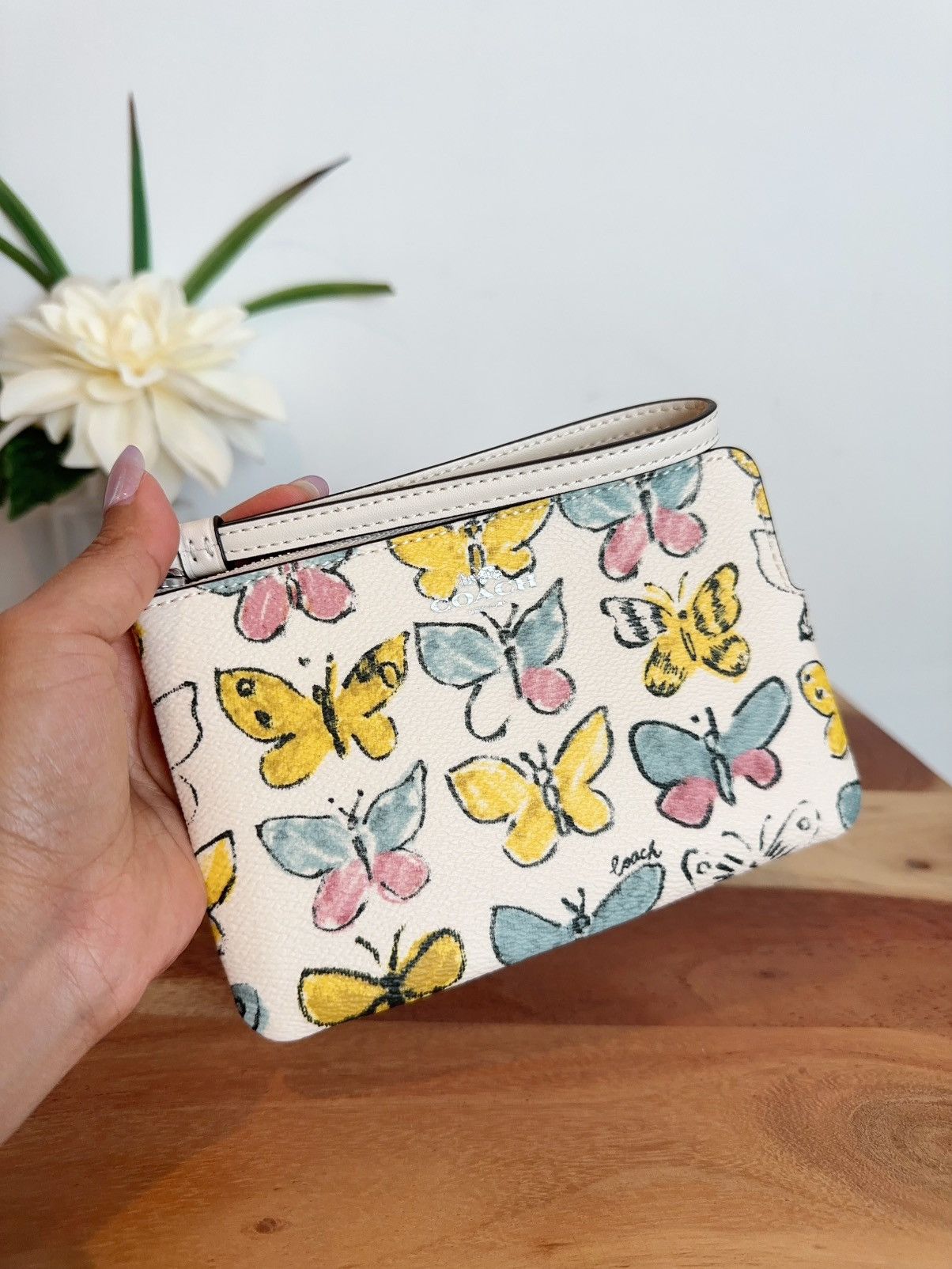 Coach NWT Coach Corner Zip Wristlet With Butterfly Print Size ONE SIZE - 1 Thumbnail