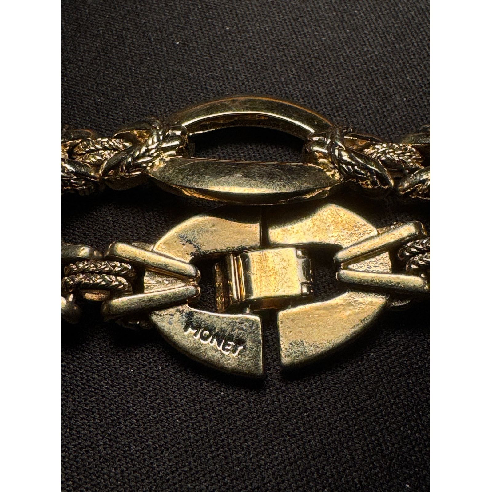 Monet Vintage Monet Gold Tone Fold Over Clasp Bracelet Size ONE SIZE - 4 Thumbnail