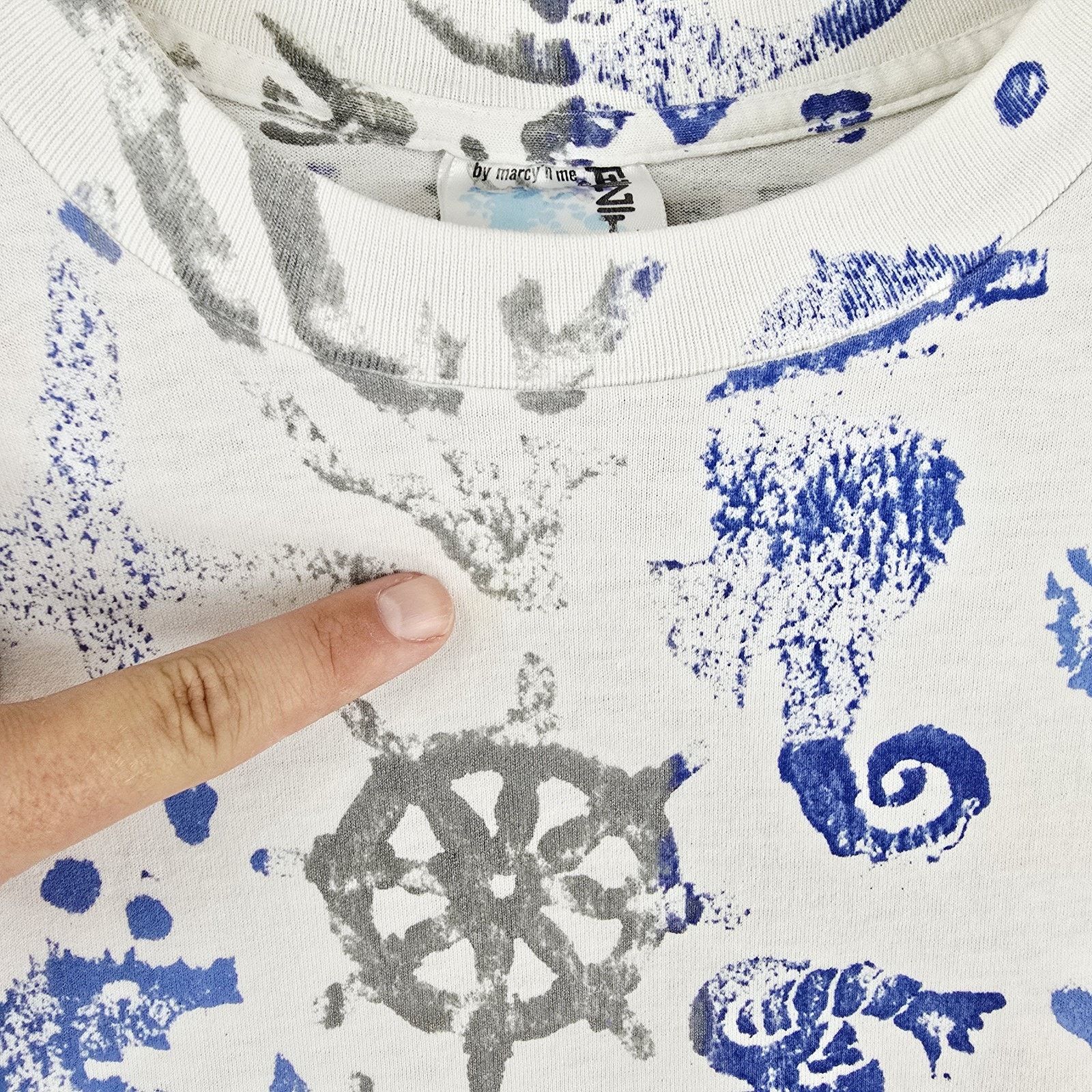 Other Vintage EZL Marcy N Me Nautical Ocean Shirt OSFA 90s AOP Size ONE SIZE - 6 Thumbnail