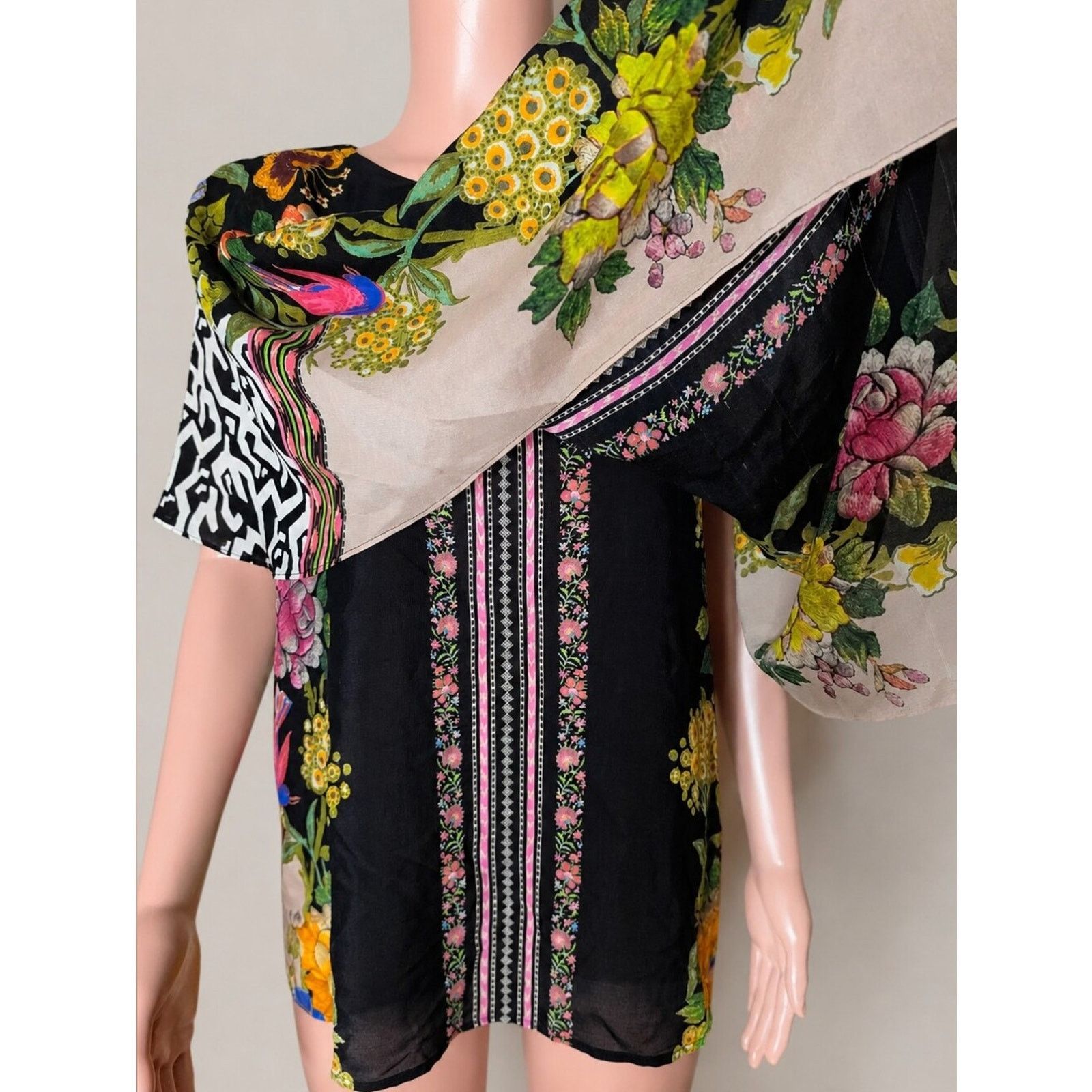 Etro Etro Floral Silk Geometric Kimono Cape Top Size 48 Size XL / US 12-14 / IT 48-50 - 6 Thumbnail