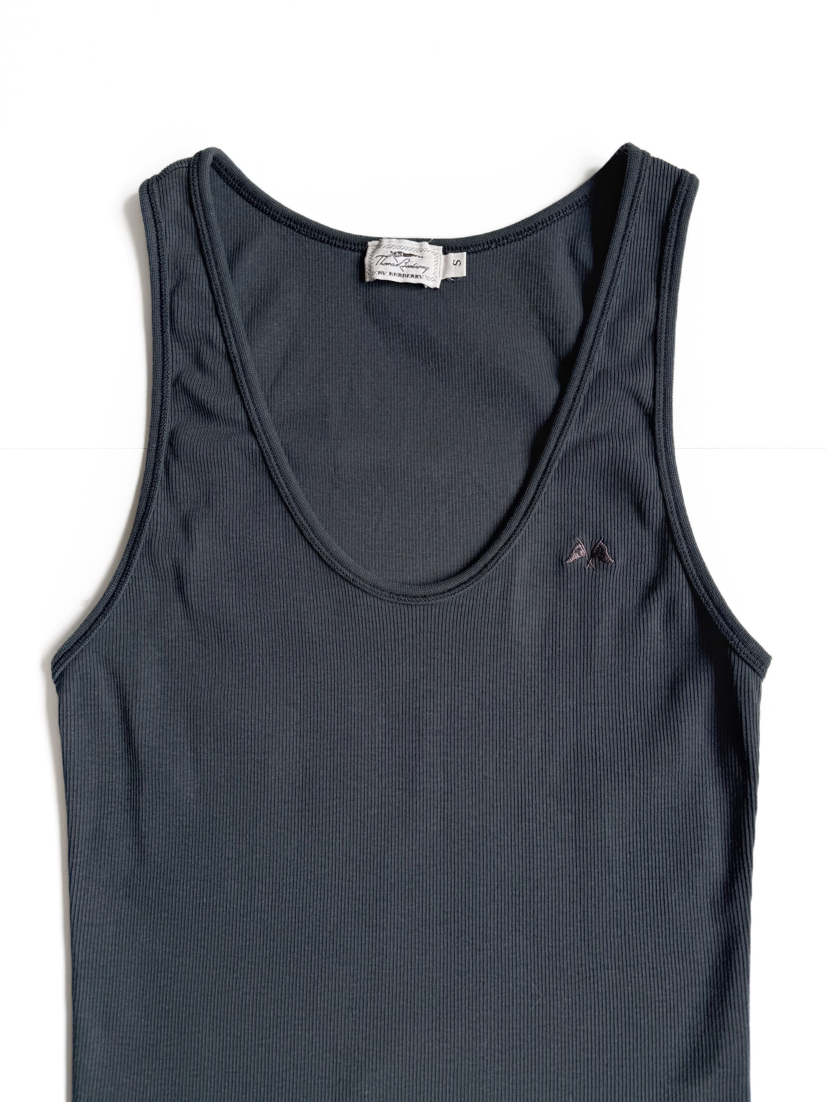 Burberry Thomas Burberry Vintage Ribbed Tank Top Sleeveless Shirt (S) Size S / US 4 / IT 40 - 2 Thumbnail