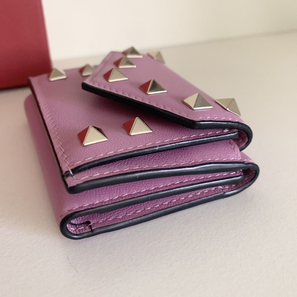 Valentino Pink rockstud trifold wallet Size ONE SIZE - 8 Thumbnail