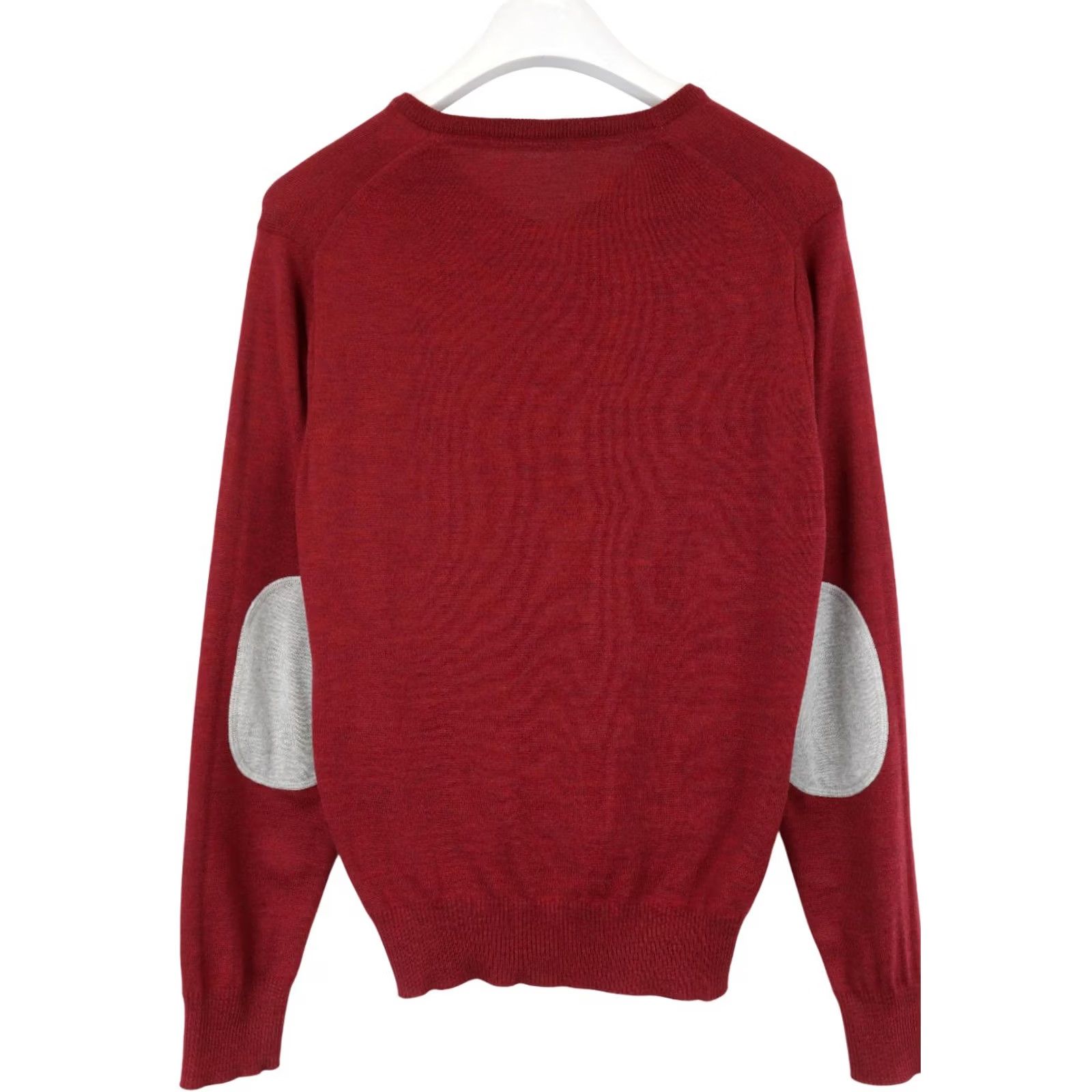 Vintage STENSTROMS Jumper Mens MEDIUM Red V-Neck Pure Merino Patches On Elbows Size US M / EU 48-50 / 2 - 2 Thumbnail