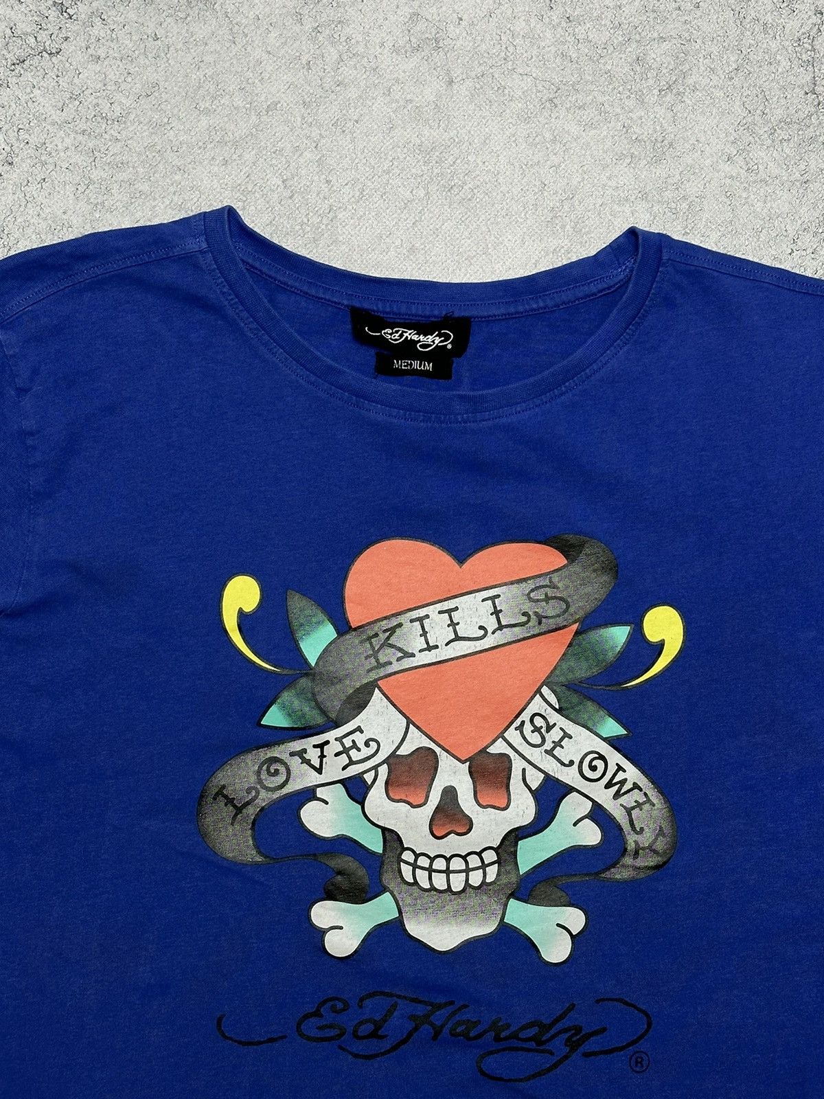 Christian Audigier Vintage Ed Hardy T-Shirt Skull Love Kills Slowly Size M / US 6-8 / IT 42-44 - 2 Thumbnail