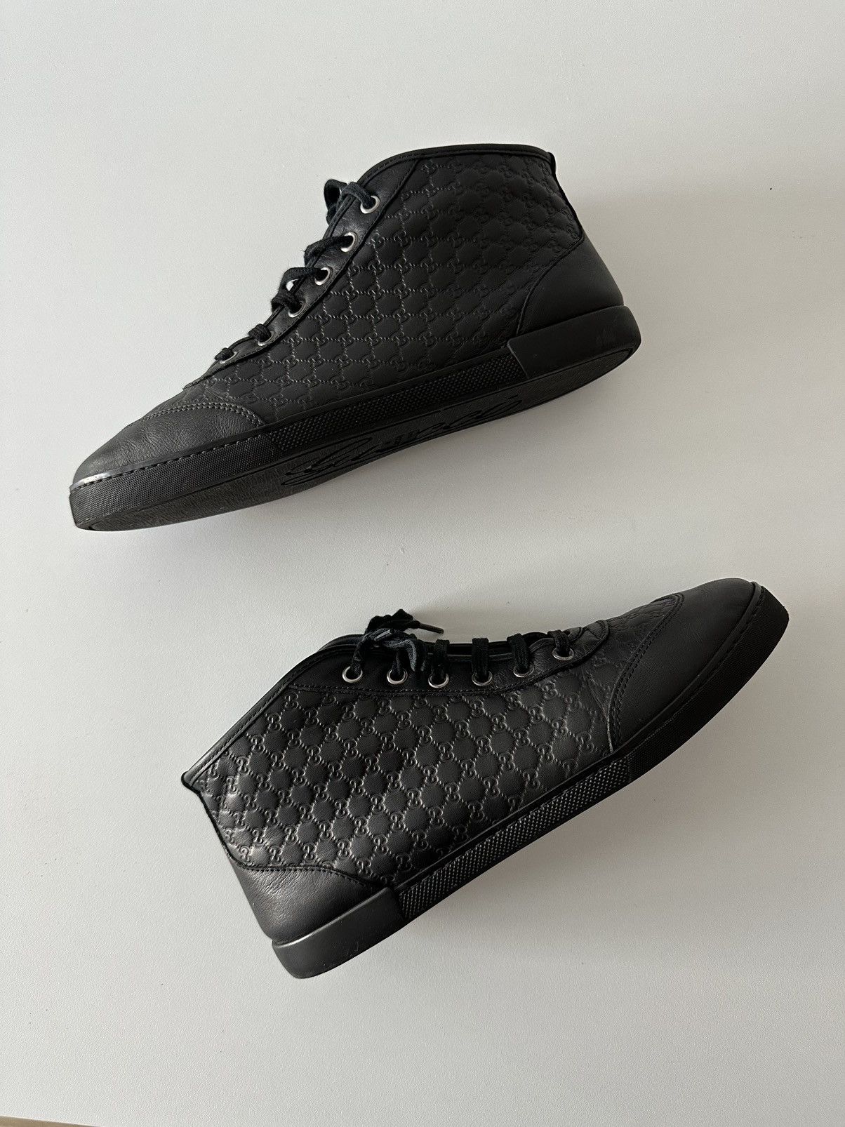 Gucci GUCCI micro guccissima black leather sneakers 391499 Size US 9.5 / IT 39.5 - 8 Thumbnail