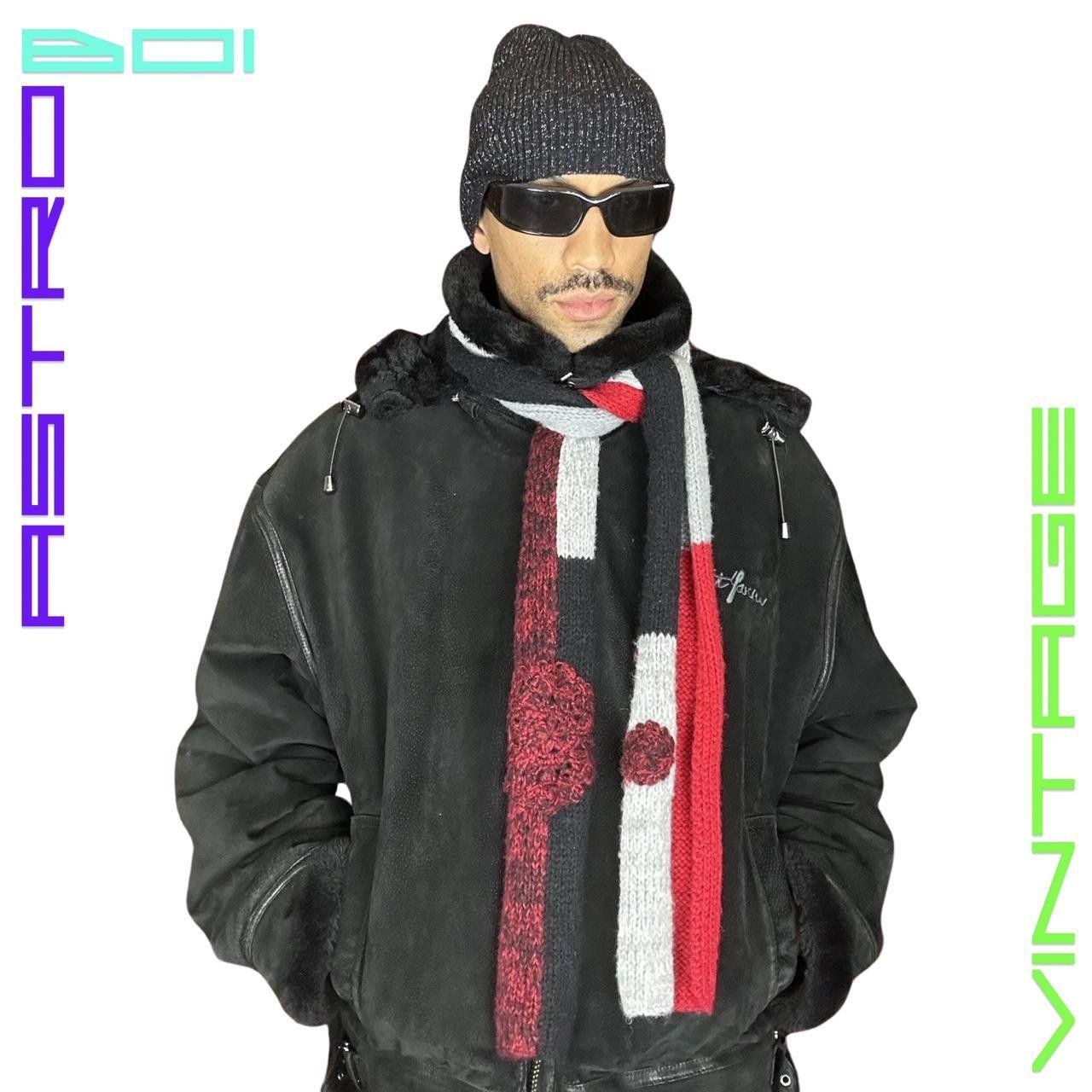 Other Vintage Y2K Black/Red Geometric Knit Winter Scarf Size ONE SIZE - 3 Thumbnail