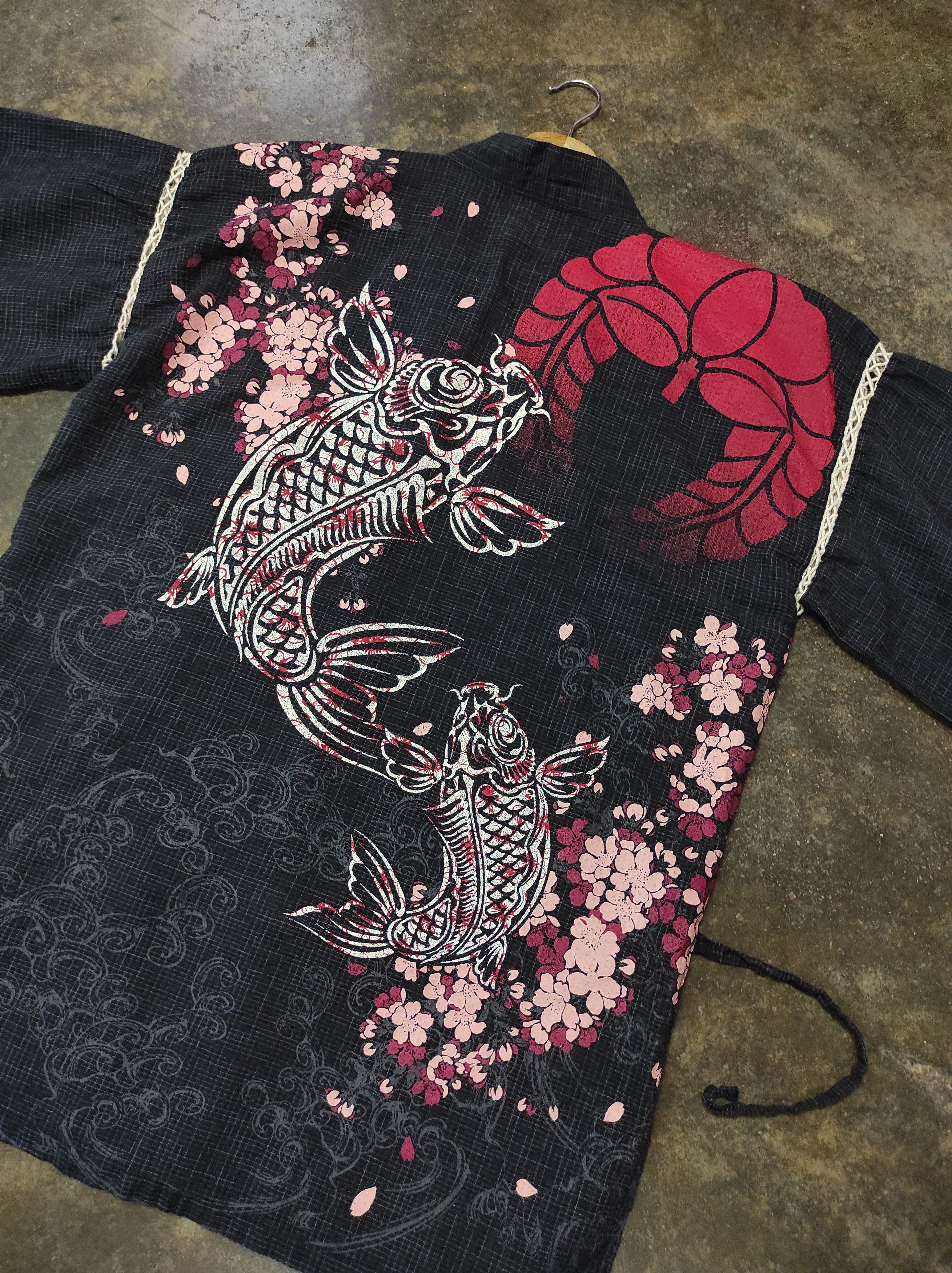 Japanese Brand JAPANESE TRADITIONAL KOI SUKAJAN KIMONO CARDIGAN Size US XL / EU 56 / 4 - 4 Thumbnail