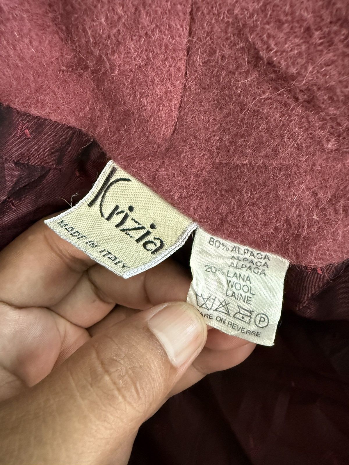 Krizia KRIZIA ALPACA JACKET BUTTON LESS DESIGN MAROON RARE Size S / US 4 / IT 40 - 9 Thumbnail
