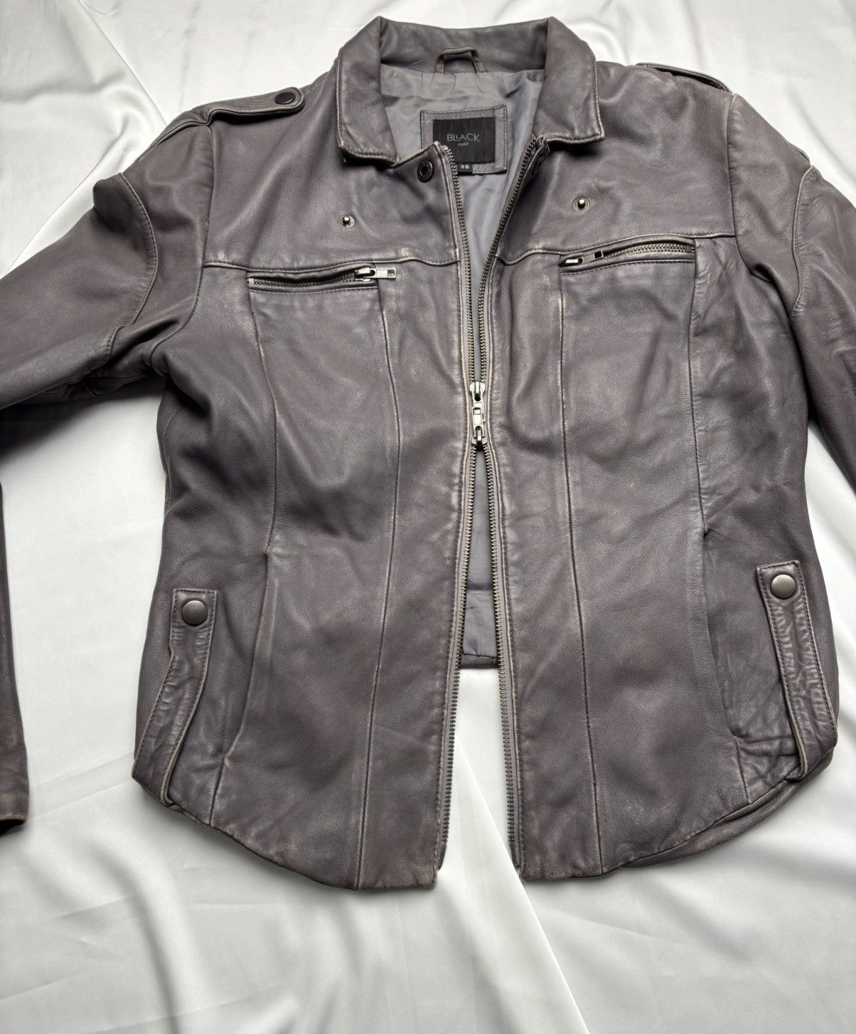 Vintage Black Noir vintage faded leather jacket Size S / US 4 / IT 40 - 11 Thumbnail