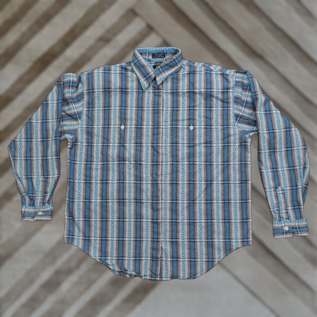 Lee VINTAGE Lee Shirt Womens Large Blue Purple Striped Aztec Button Up 80s Size L / US 10 / IT 46 - 1 Thumbnail