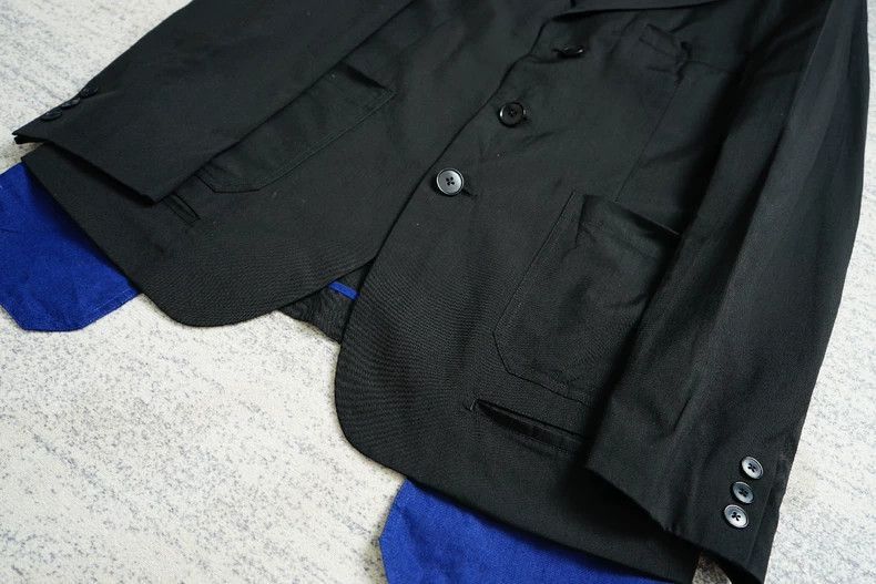 Yohji Yamamoto Yohji Yamamoto Yohji Yamamoto Black Blazer with Blue Detai Size US M / EU 48-50 / 2 - 4 Thumbnail