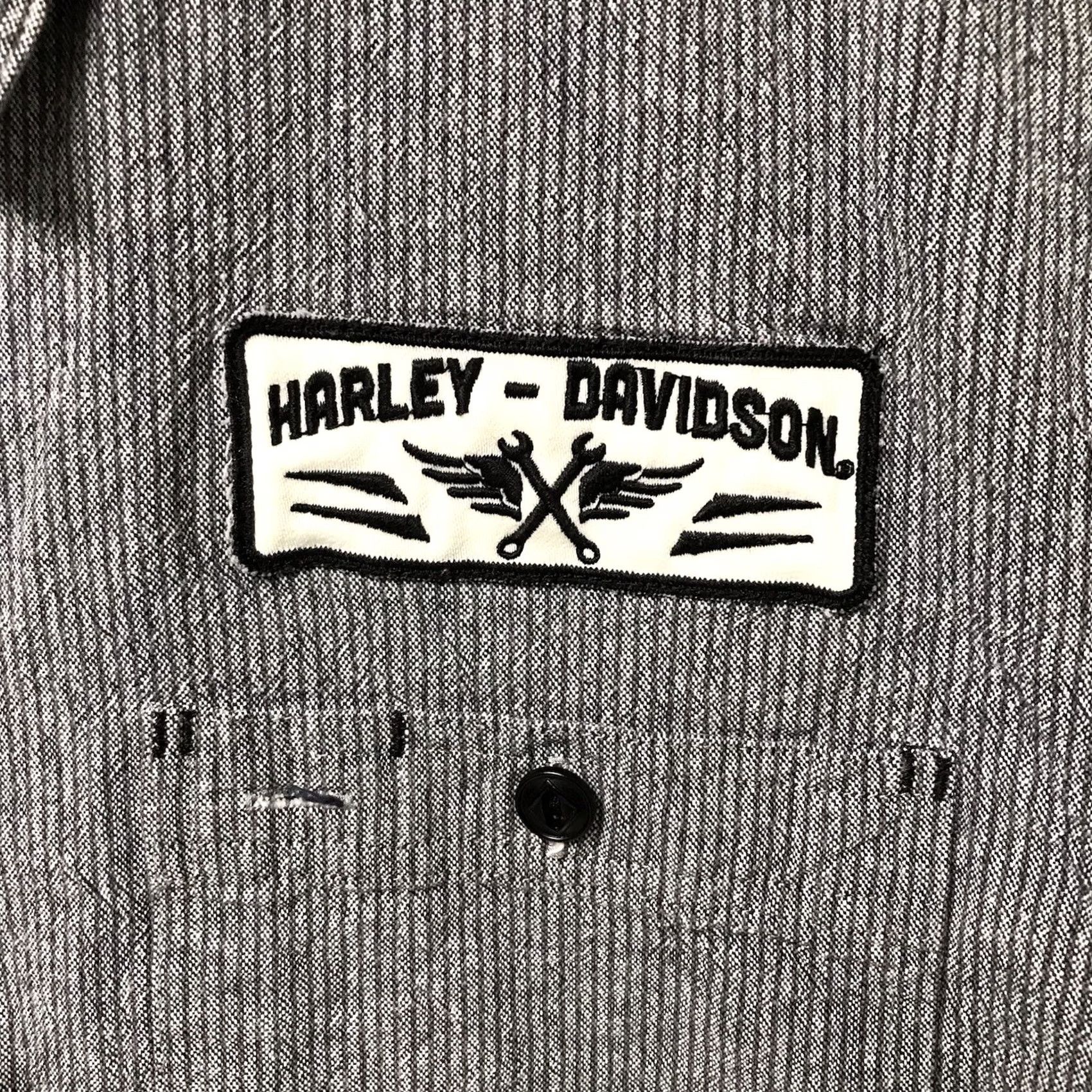 Harley Davidson Harley-Davidson Shirt Mens Button-Up Striped Short Sleeve 2XL Stone Gray Casual Workwear Size US XXL / EU 58 / 5 - 4 Thumbnail