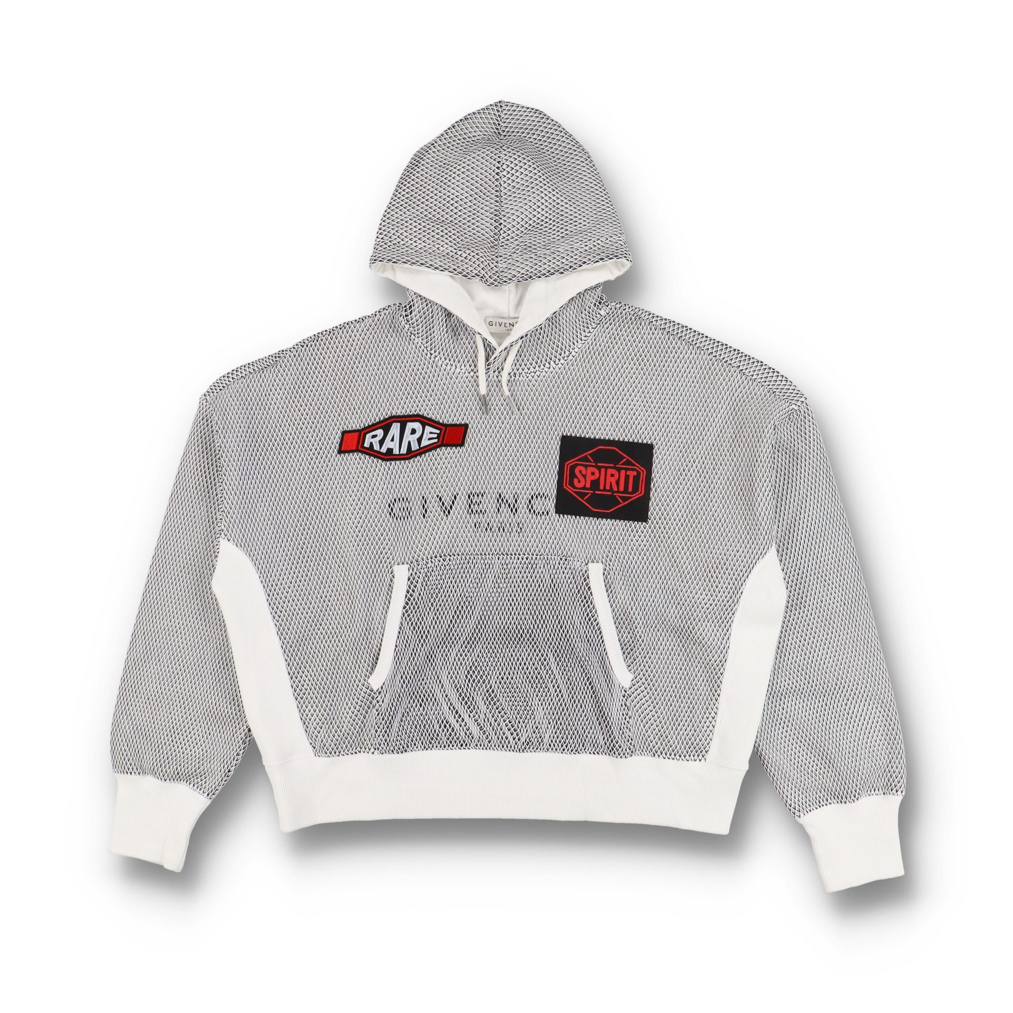 Givenchy White Rare Logo Patches Mesh Overlay Hoodie Size US M / EU 48-50 / 2 - 1 Thumbnail
