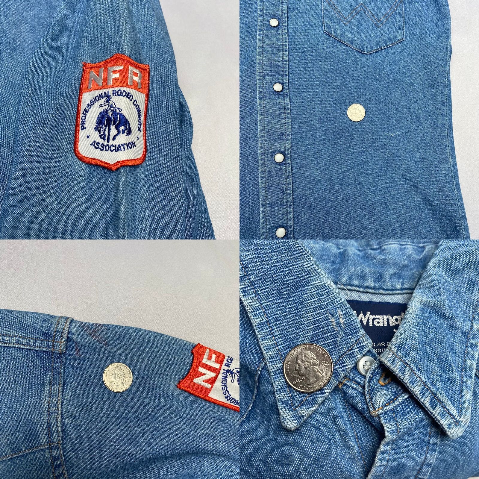 Wrangler Vintage Wrangler NFR National Finals Rodeo Denim Pearl Snap Western 1994 Small Size US S / EU 44-46 / 1 - 9 Thumbnail