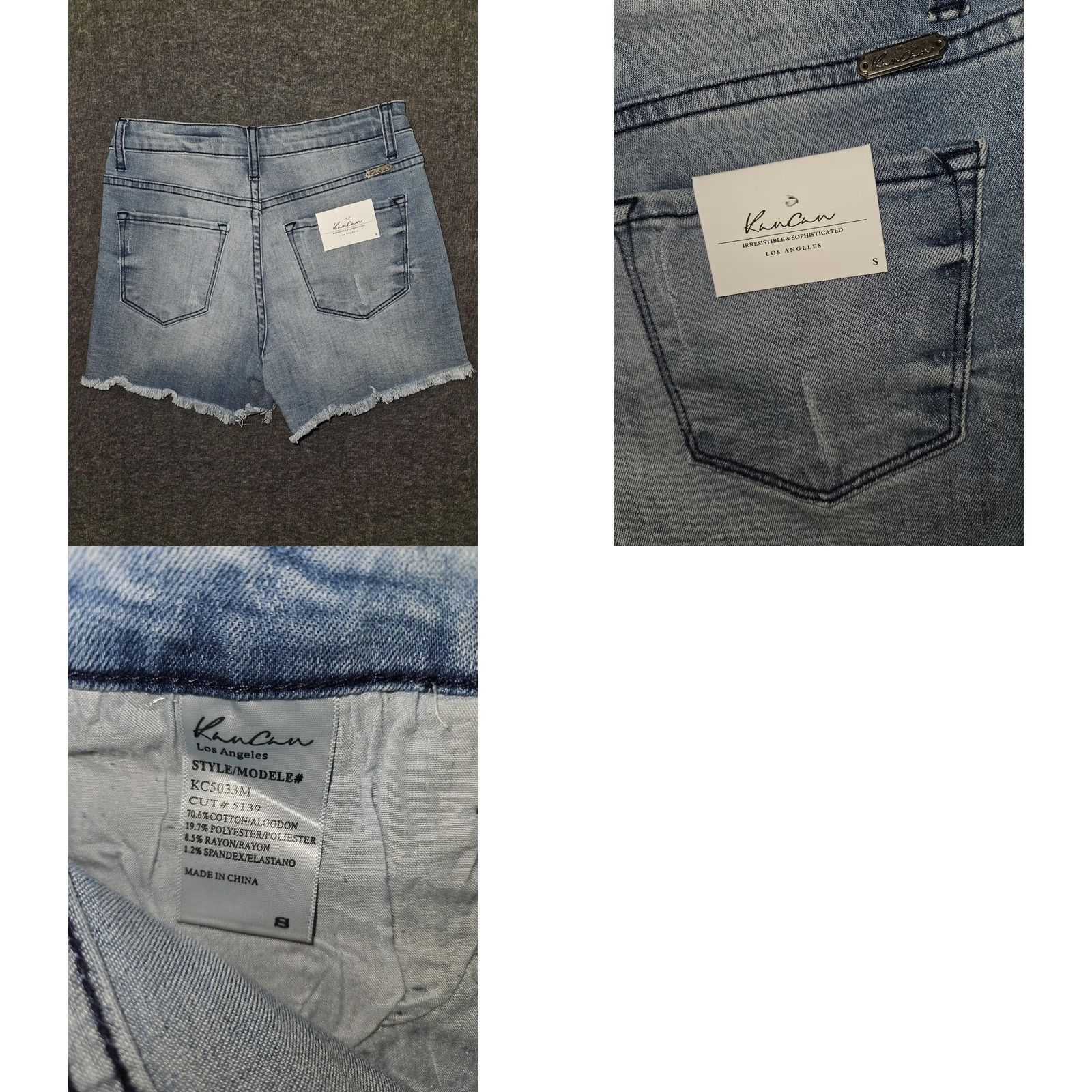 Vintage KanCan Shorts Womens Small Blue Frayed Edge Denim High Rise Raw Hem KC5033M Size 28" / US 6 / IT 42 - 8 Thumbnail