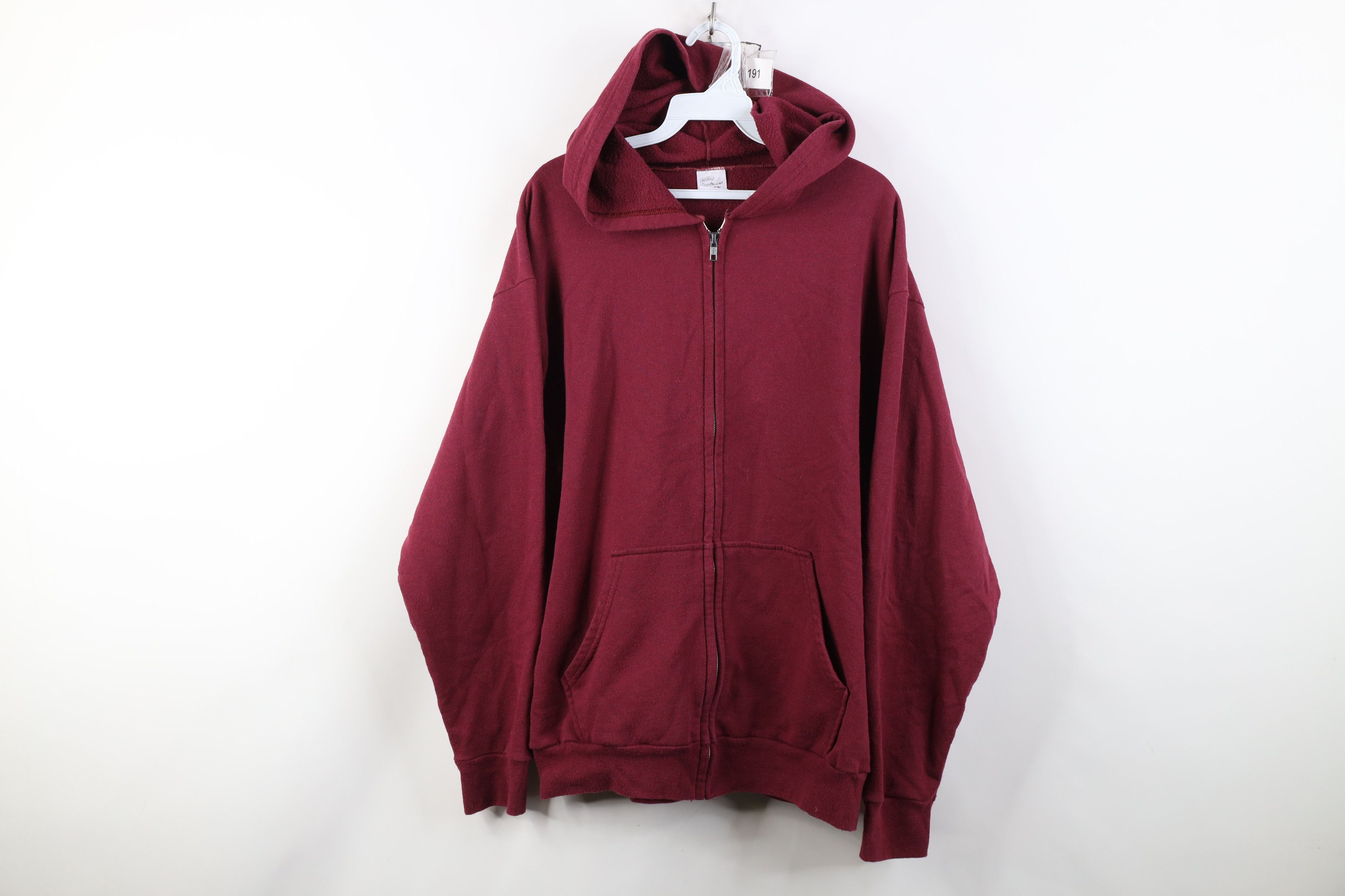 Vintage Vintage 70s Streetwear Full Zip Hoodie Sweatshirt Red USA Size US L / EU 52-54 / 3 - 1 Thumbnail