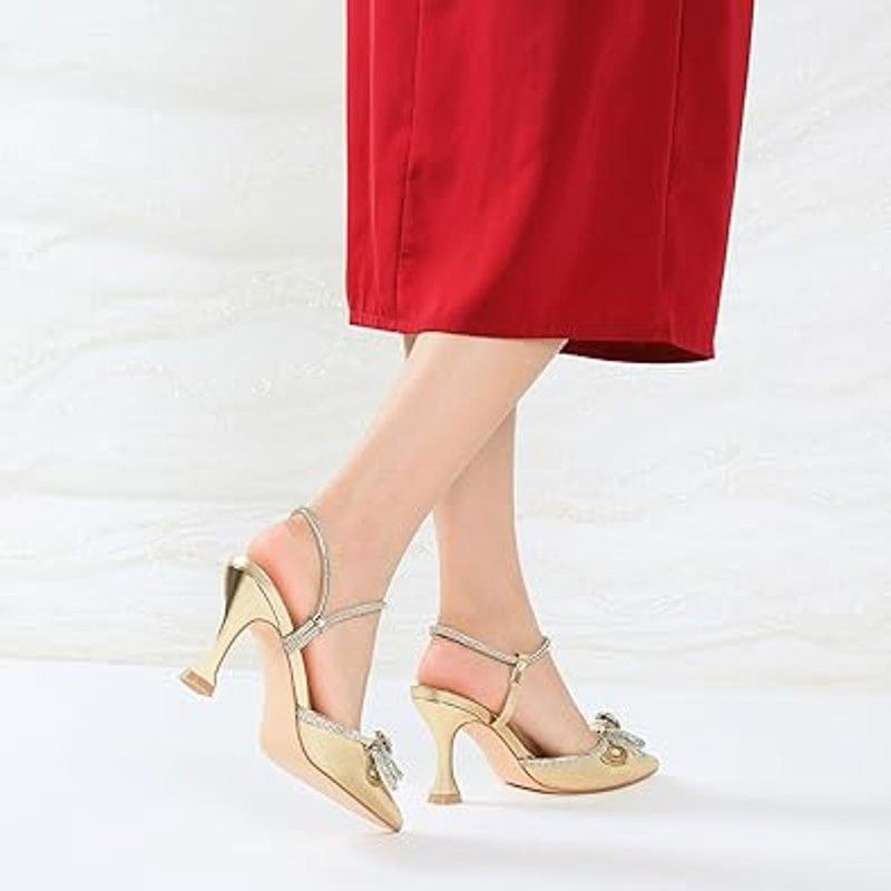 Other Susanny Women's Size 9 Gold Rhinestone Closed Toe Heels Size US 9 / IT 39 - 5 Thumbnail