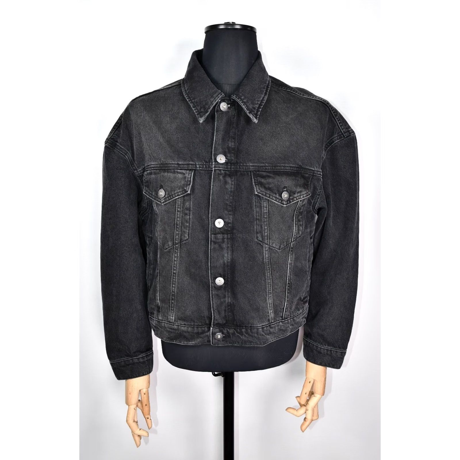 Allsaints All Saints Avets Trucker Jacket Mens M Black Denim 100% Cotton Solid Regular Size M Jacket Mens Black 2000s Fashion Fits Size US M / EU 48-50 / 2 - 2 Thumbnail