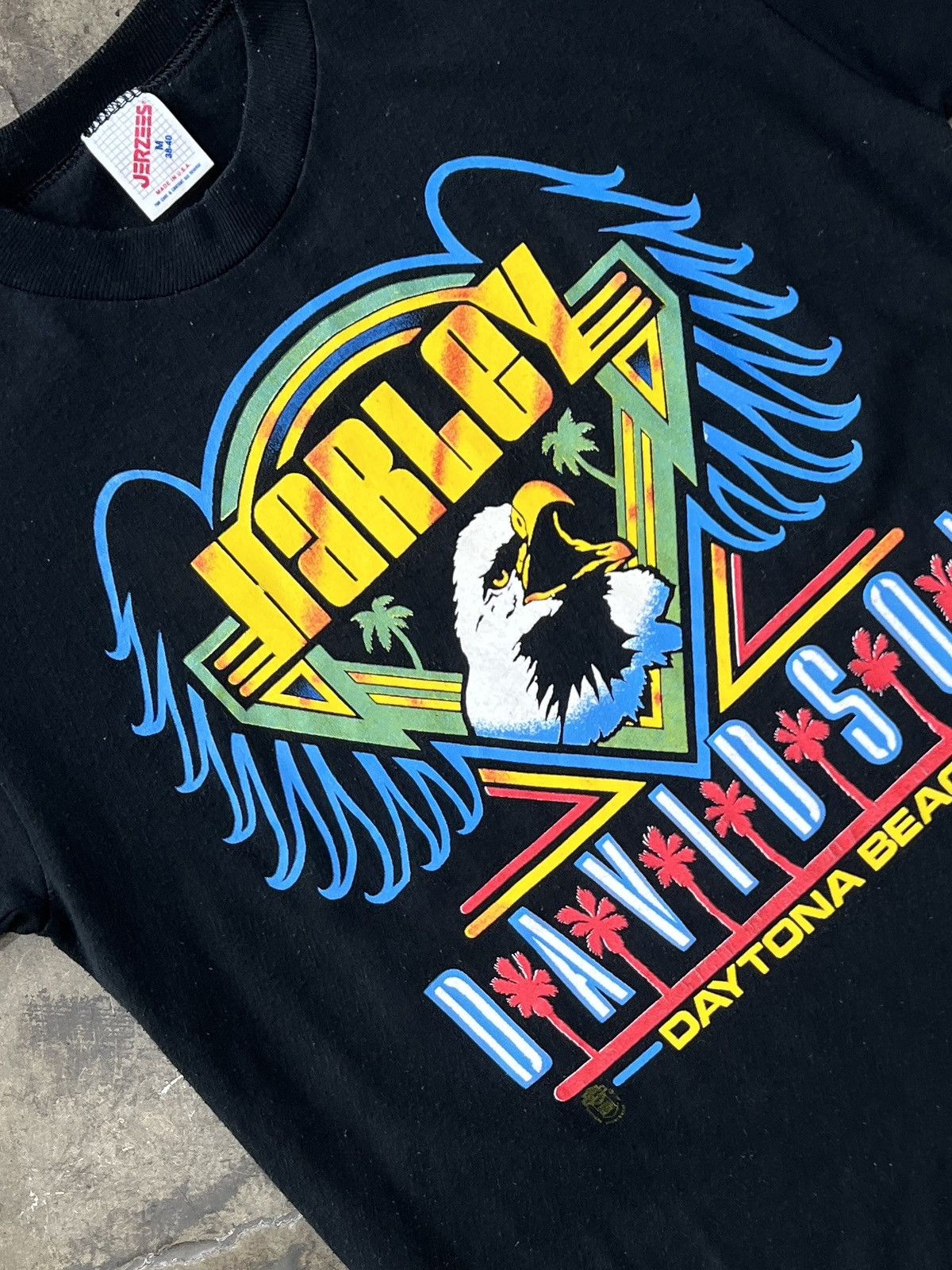 Harley Davidson Vintage Harley Davidson Daytona Beach Neon Motorcycle Medium Size US M / EU 48-50 / 2 - 1 Thumbnail
