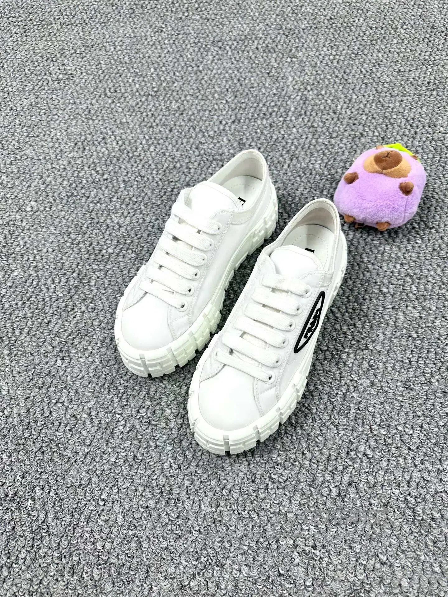 Prada Prada White Triangle Logo Biscuit Shoes| Size US 5 / IT 35 - 1 Thumbnail