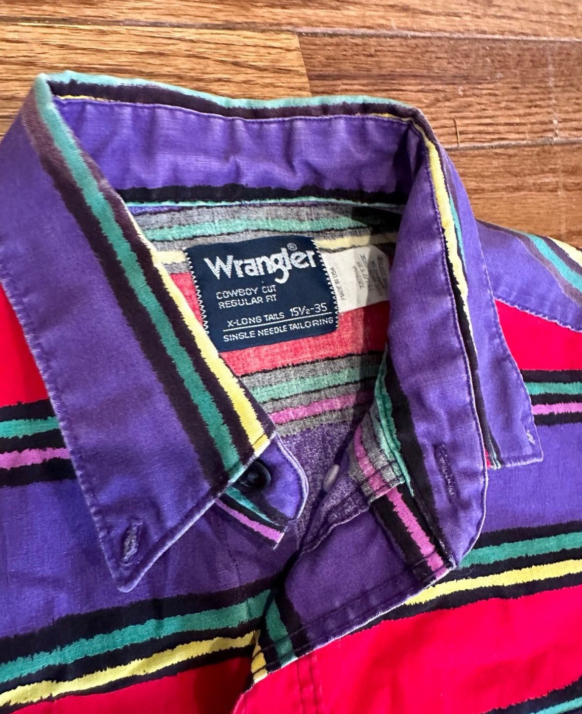 Vintage × Wrangler 1990s WRANGLER Aztec brush popper button up Size US XL / EU 56 / 4 - 3 Thumbnail
