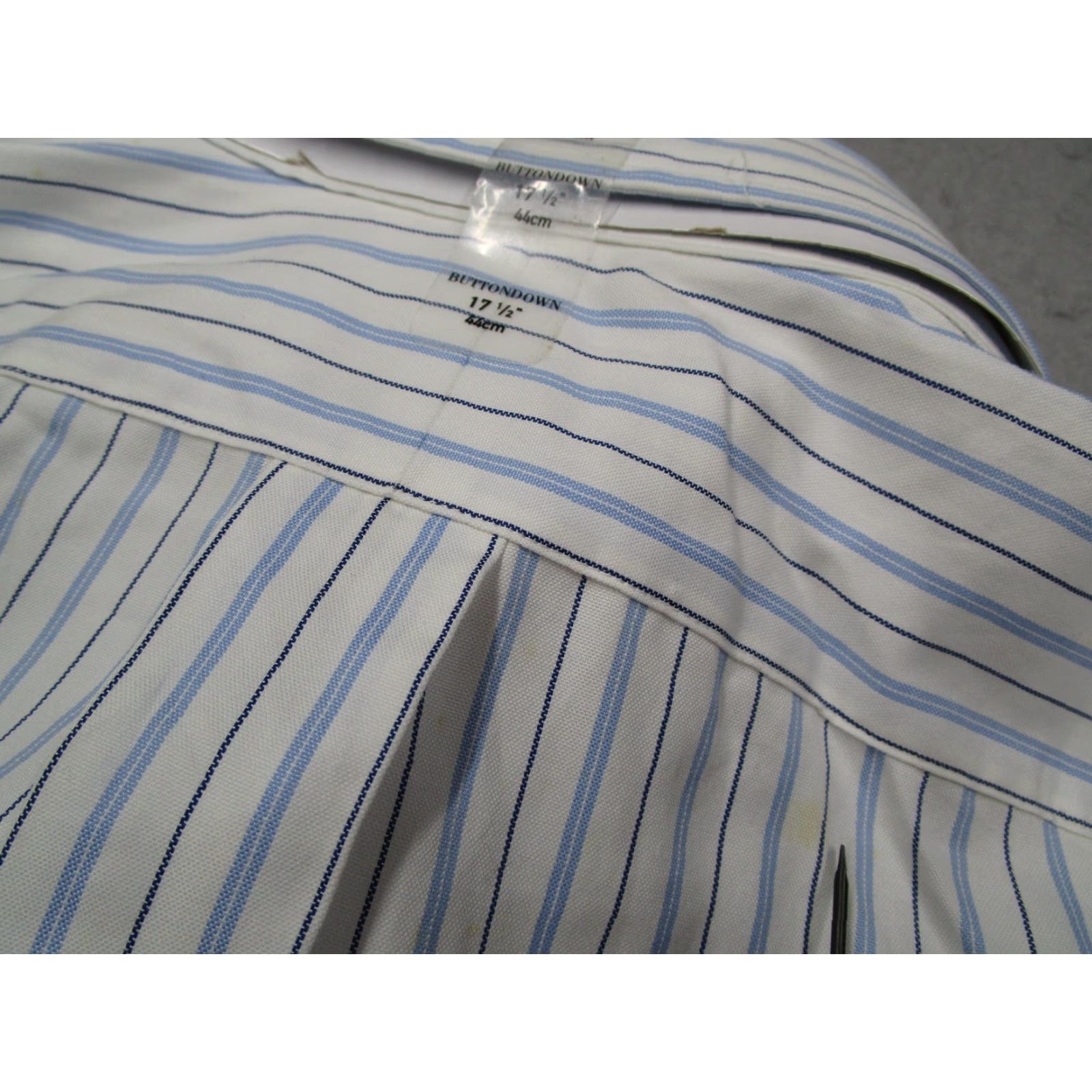 Ralph Lauren VINTAGE Ralph Lauren Dress Shirt Men 17.5 44 Blue White Striped Long Sleeve Button Down Business Casual Classic Size 44R - 6 Thumbnail