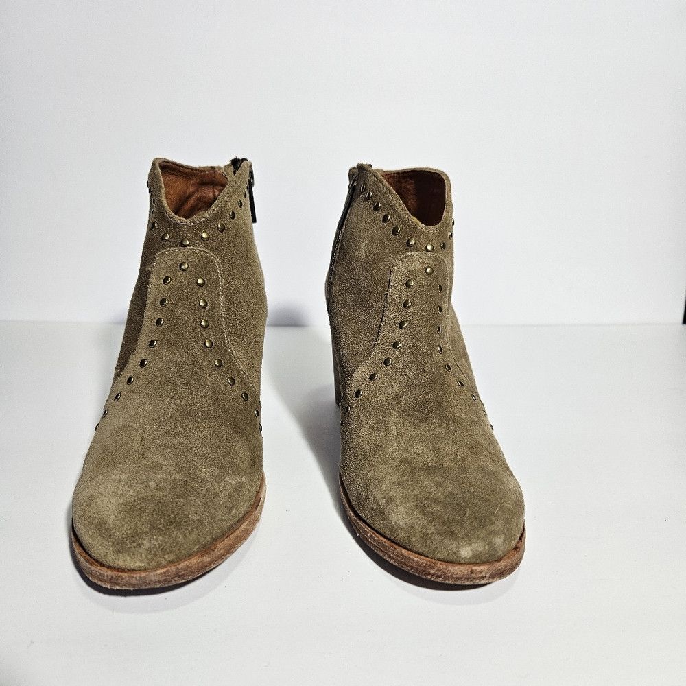 Frye FRYE Tan Suede Studded Nora Side Zip Booties Size US 6 / IT 36 - 4 Thumbnail