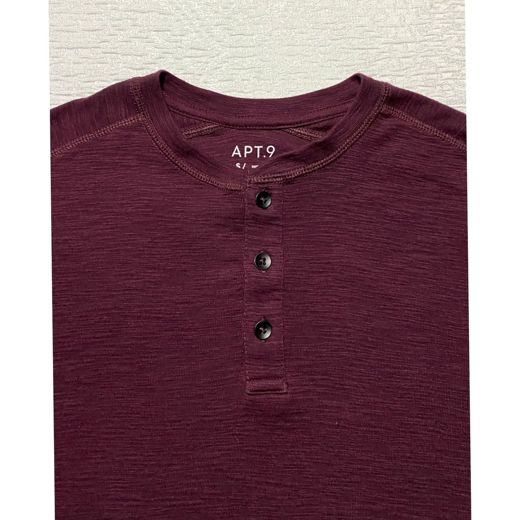 Apt. 9 Apt. 9 Men's Long Sleeve Shirt S Burgundy Henley Cotton Blend Size US S / EU 44-46 / 1 - 2 Thumbnail