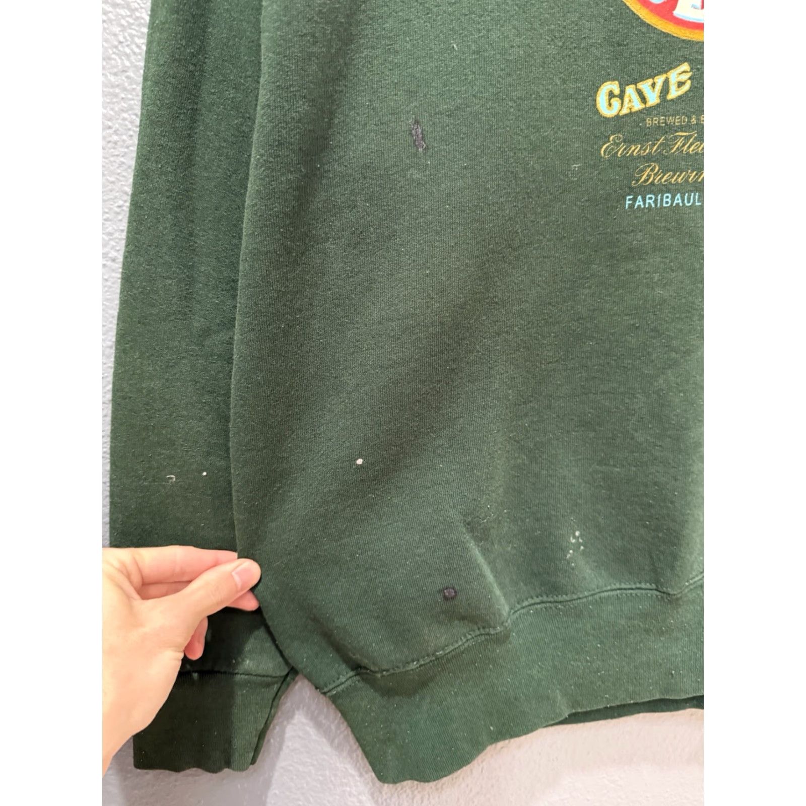 Vintage VINTAGE Flecks Beer Sweatshirt Green 90s Mens M Cotton Pullover Sweatshirt Mid USA Size US M / EU 48-50 / 2 - 5 Thumbnail