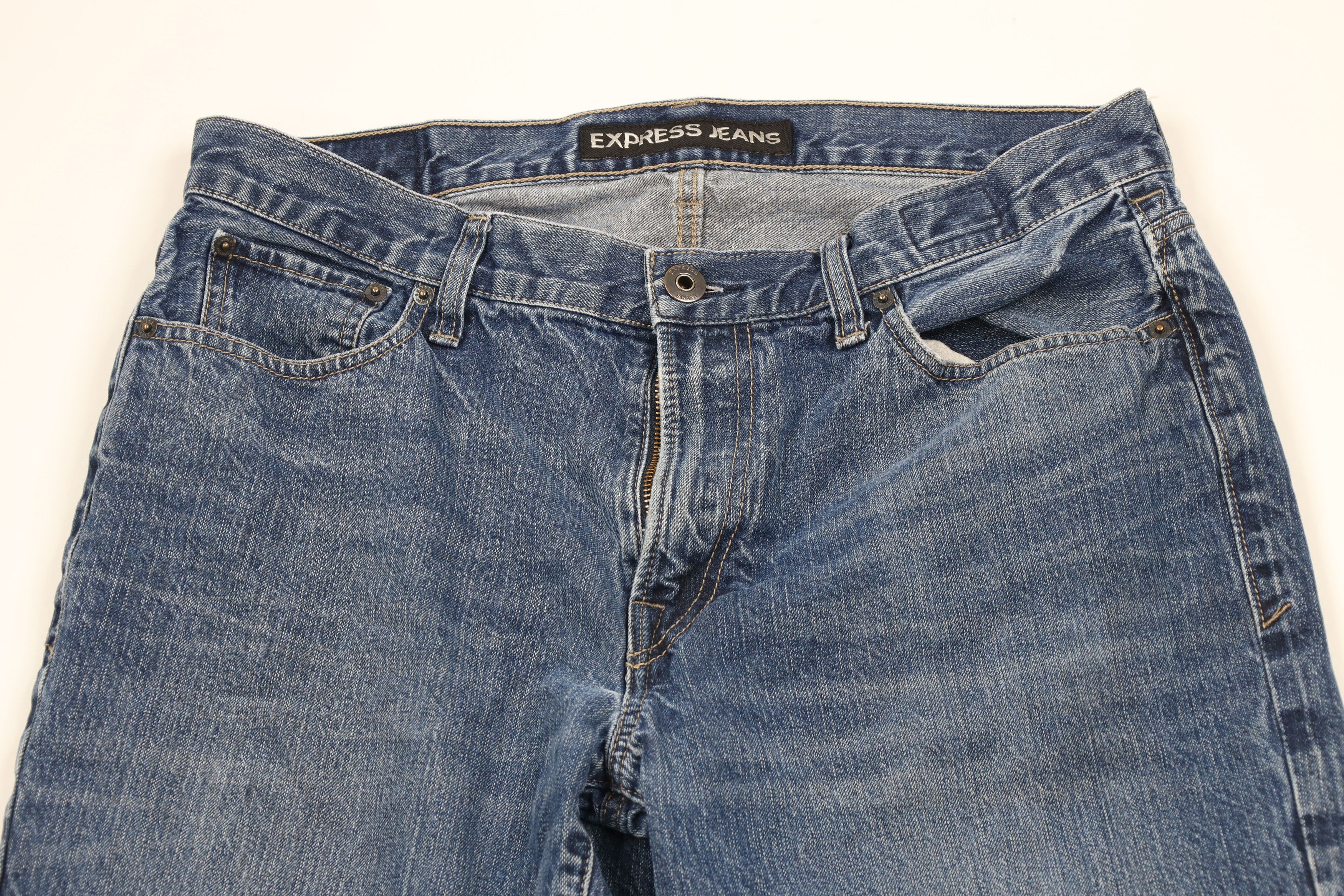 Express × Vintage Express Blake Loose Fit Straight Leg Denim Jeans Blue Size US 34 / EU 50 - 2 Thumbnail