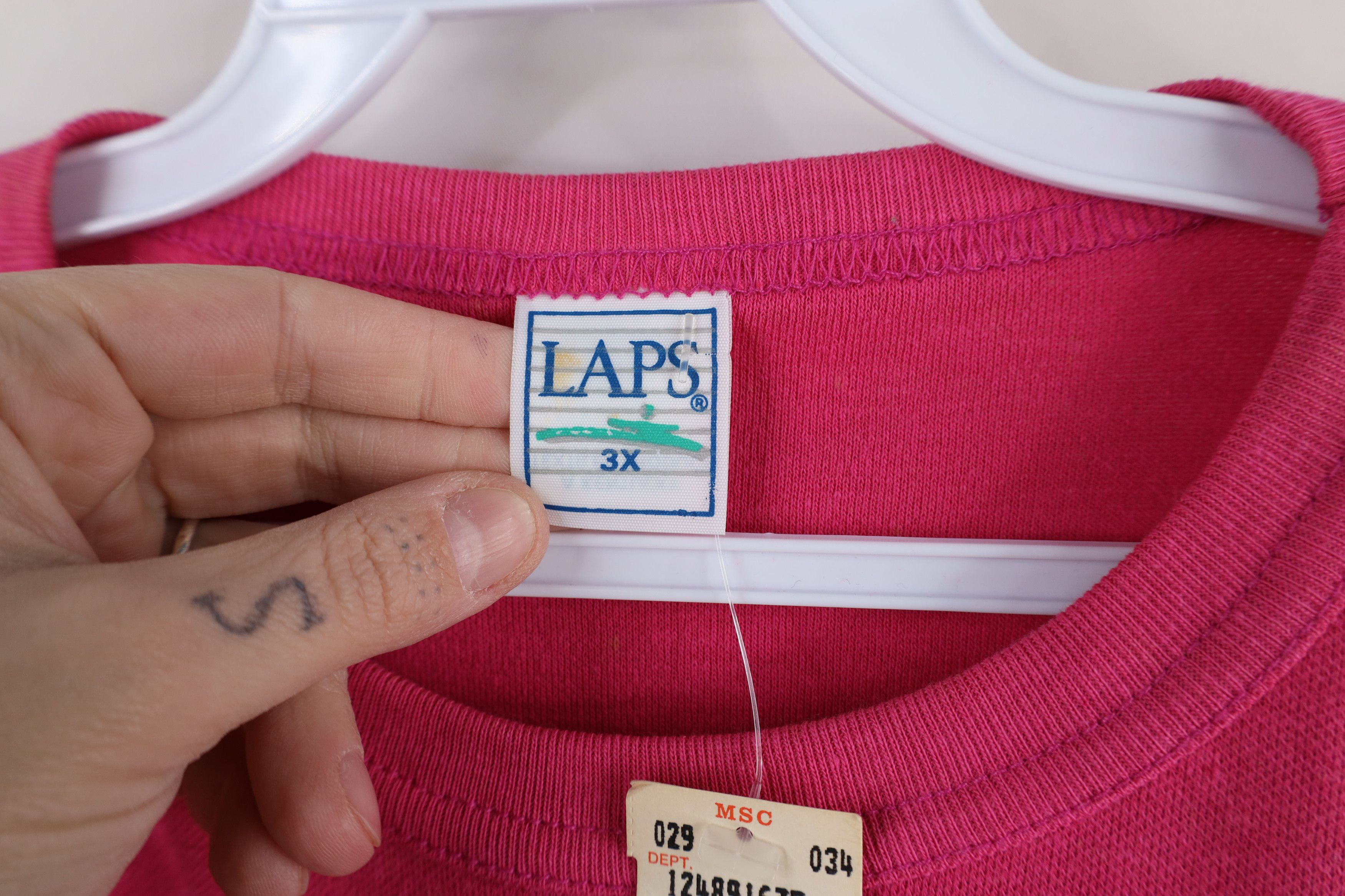 Vintage Deadstock Vintage 90s Stretwear Crewneck Sweatshirt Pink USA Size 3XL / US 20-22 - 8 Thumbnail