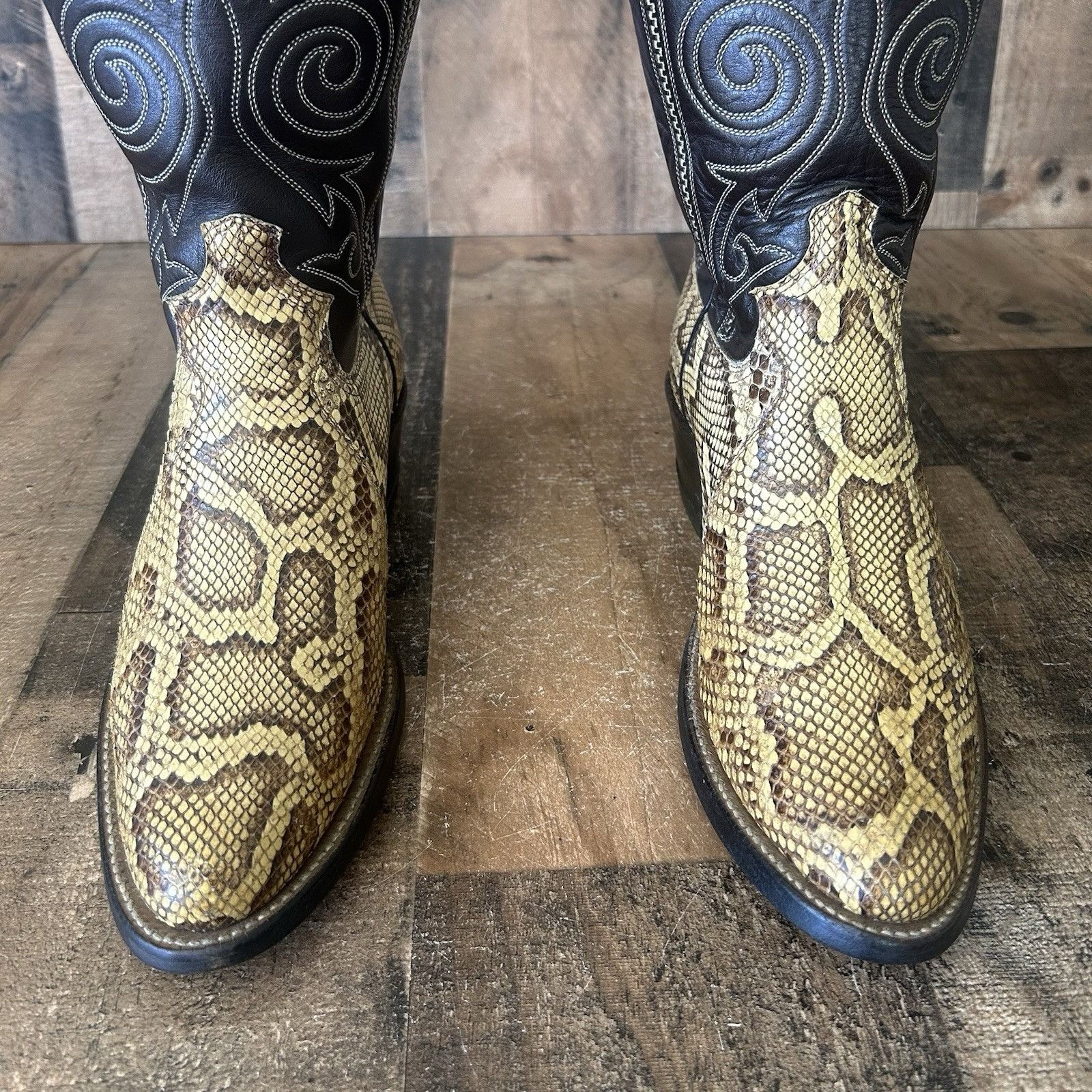 Justin Boots Justin Vintage Snakeskin Round Toe Cowboy Boots Mens 7.5 D Size US 7.5 / EU 40-41 - 9 Thumbnail