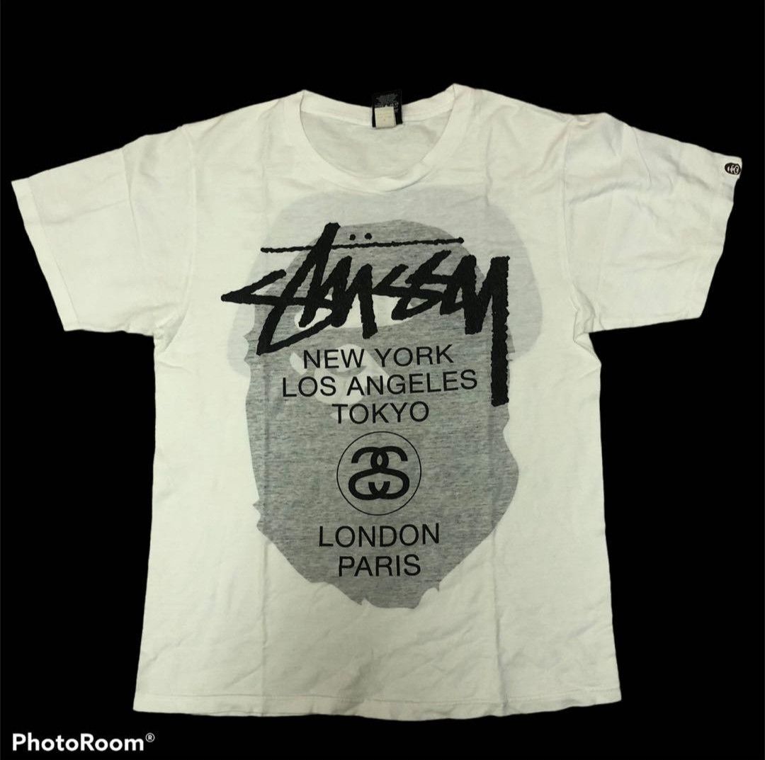 image of Bape x Stussy World Tour Tee in White, Men's (Size Small)