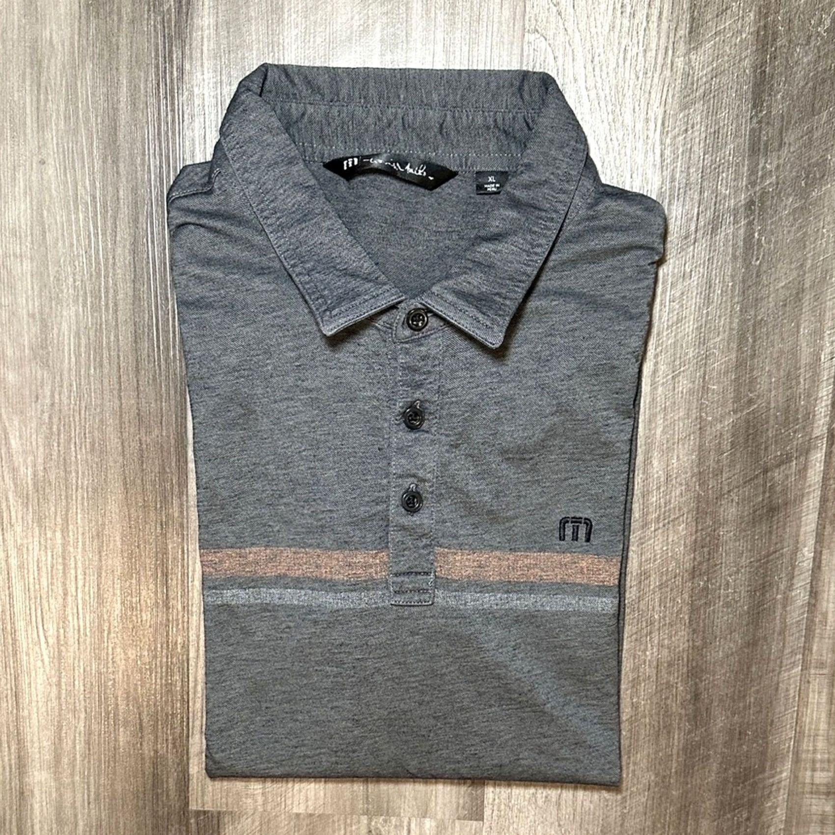 TravisMathew Travis Mathew Beach Buzz Striped Golf Polo XL Mens Gray Charcoal Size US XL / EU 56 / 4 - 2 Thumbnail