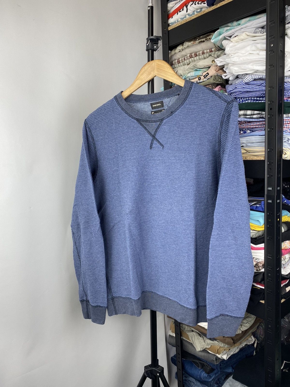Diesel × Vintage Diesel Punk Gothic Opium Emo Avant Garde Men Blue Sweatshirt Size US L / EU 52-54 / 3 - 1 Thumbnail