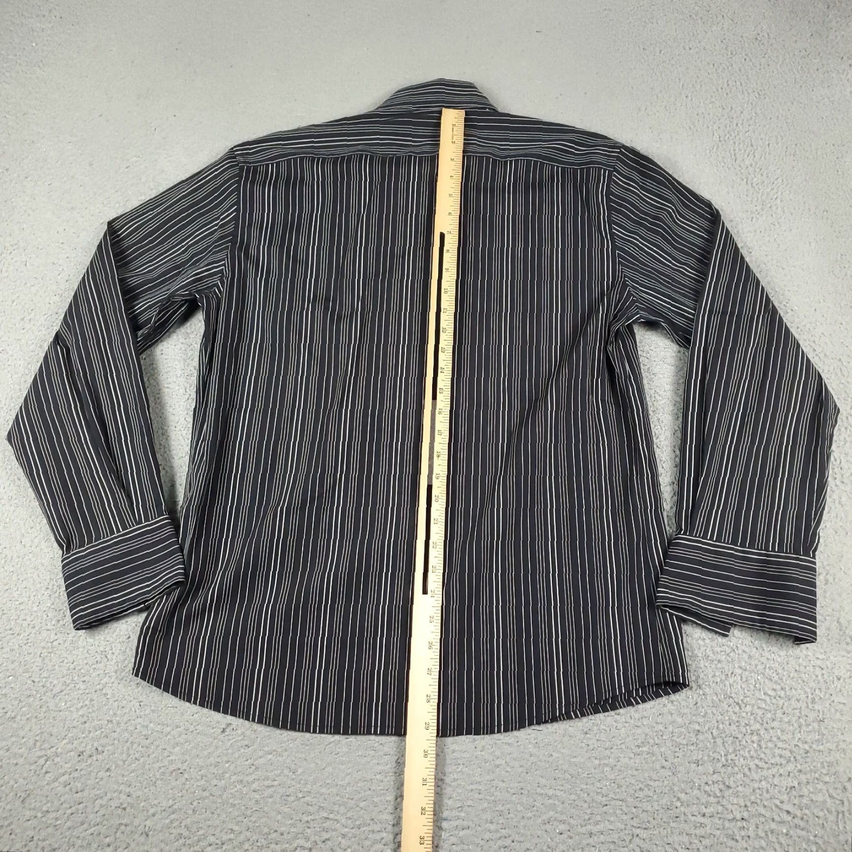 Faconnable Façonnable Casual Shirt Mens Large Black Striped Button-Up Long Sleeve Size US L / EU 52-54 / 3 - 3 Thumbnail