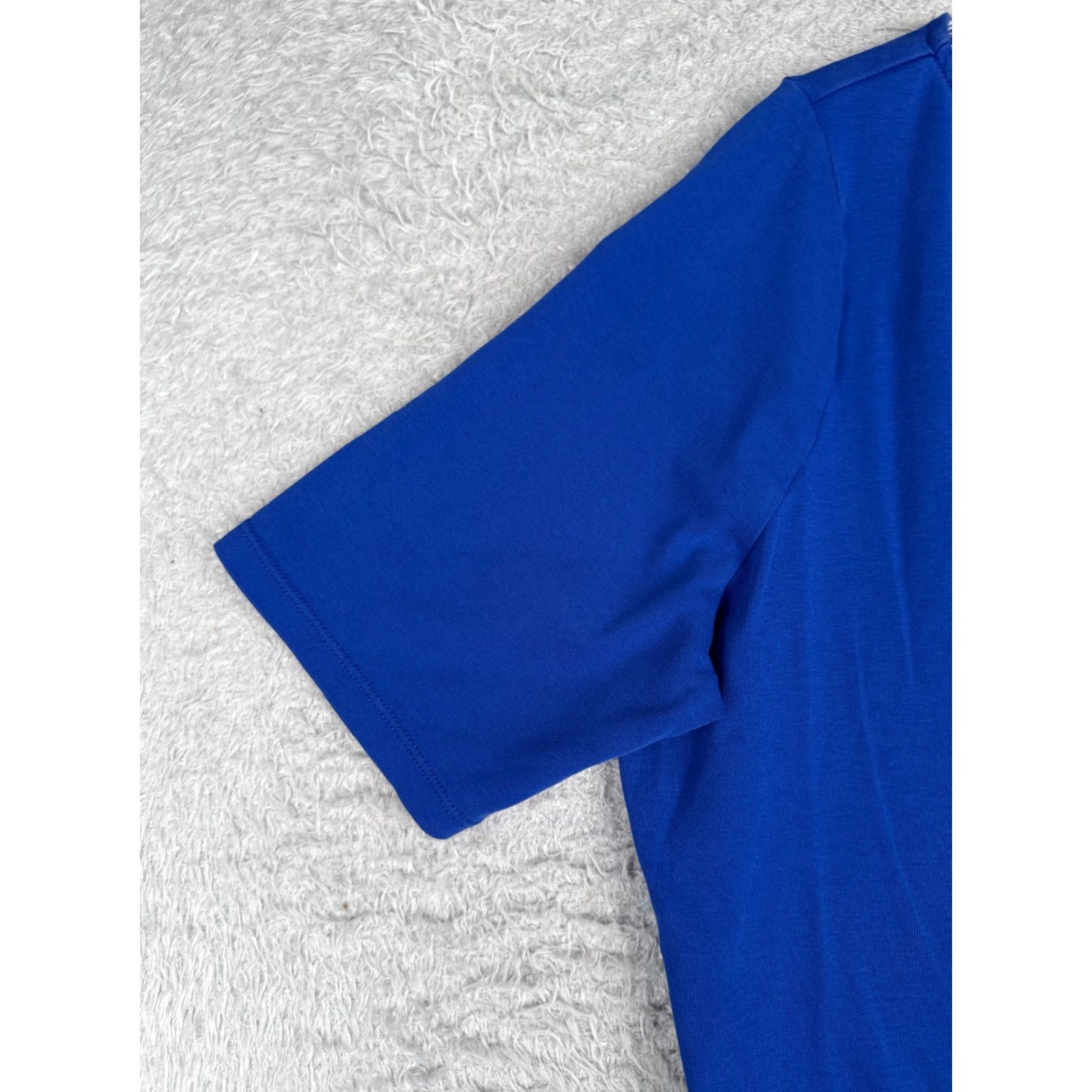 Ralph Lauren Lauren Ralph Lauren Shirt Women 1X Blue Short Sleeve Round Neck Cotton Blend Solid Womens Size XL / US 12-14 / IT 48-50 - 3 Thumbnail