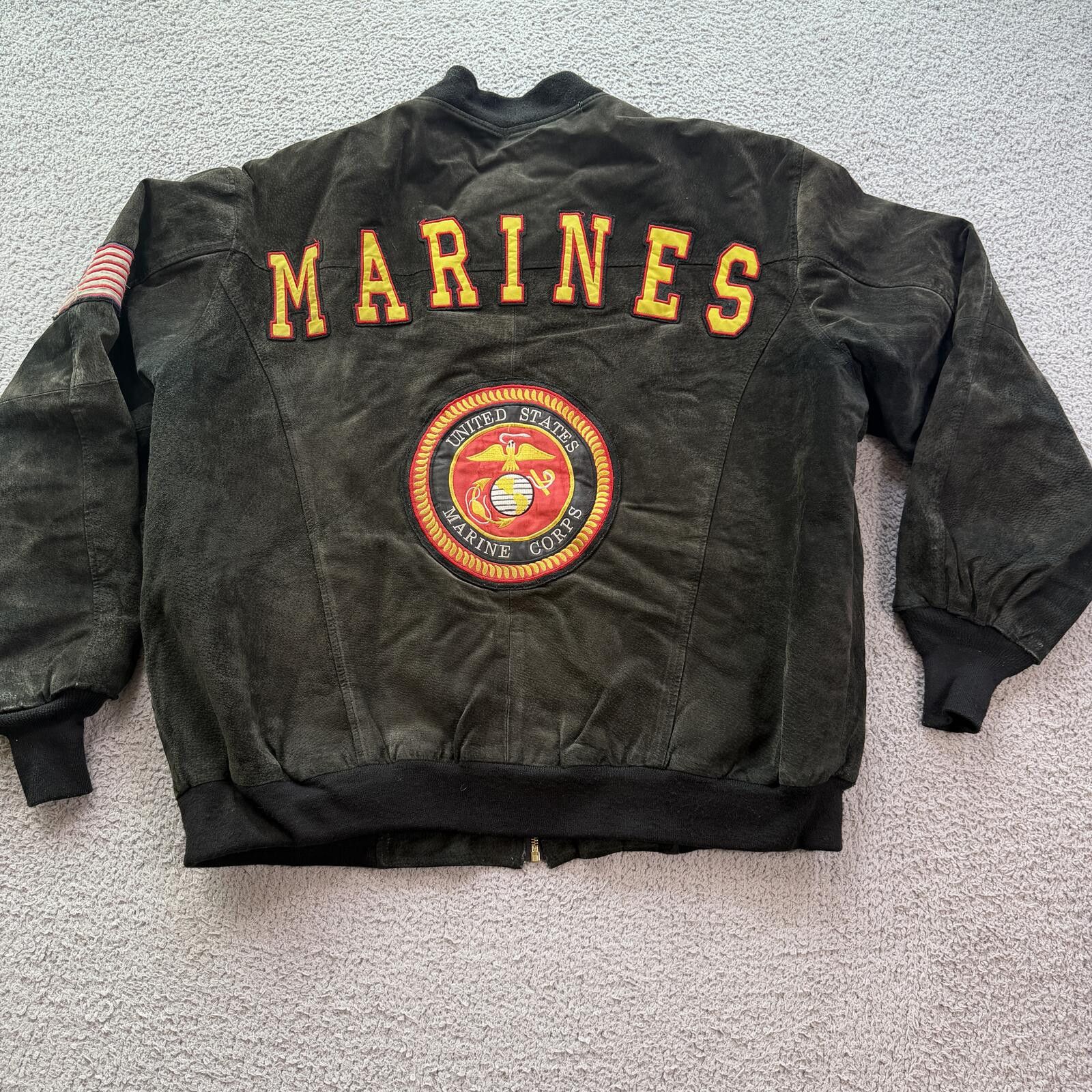Leather Vintage 90s USMC Marines Leather Bomber Jacket Military 3XL Size US XXL / EU 58 / 5 - 2 Thumbnail